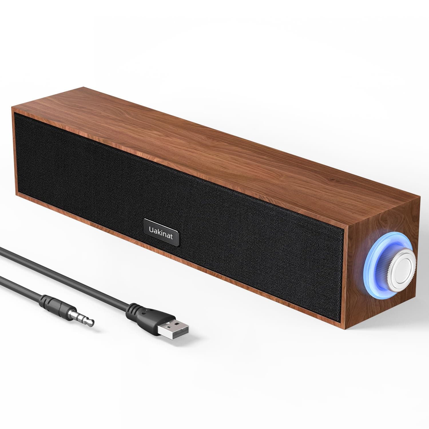 Retro Computer Speakers, Wooden Multimedia Digital Speaker,USB Powered 3.5mm AUX Small PC Speakers, Surround Sound Portable Computer Sound Bar Speaker for Desktop Laptop (Brown), E-1090