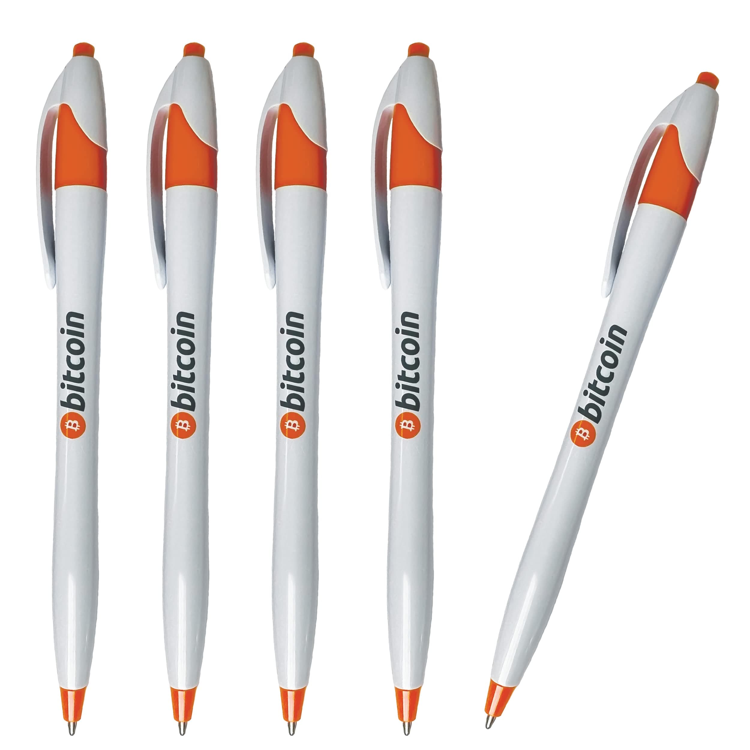 Cryptogate Bitcoin Ballpoint Ink Pen - 5 Pack Office Crypto Gift Pens, Black Ink