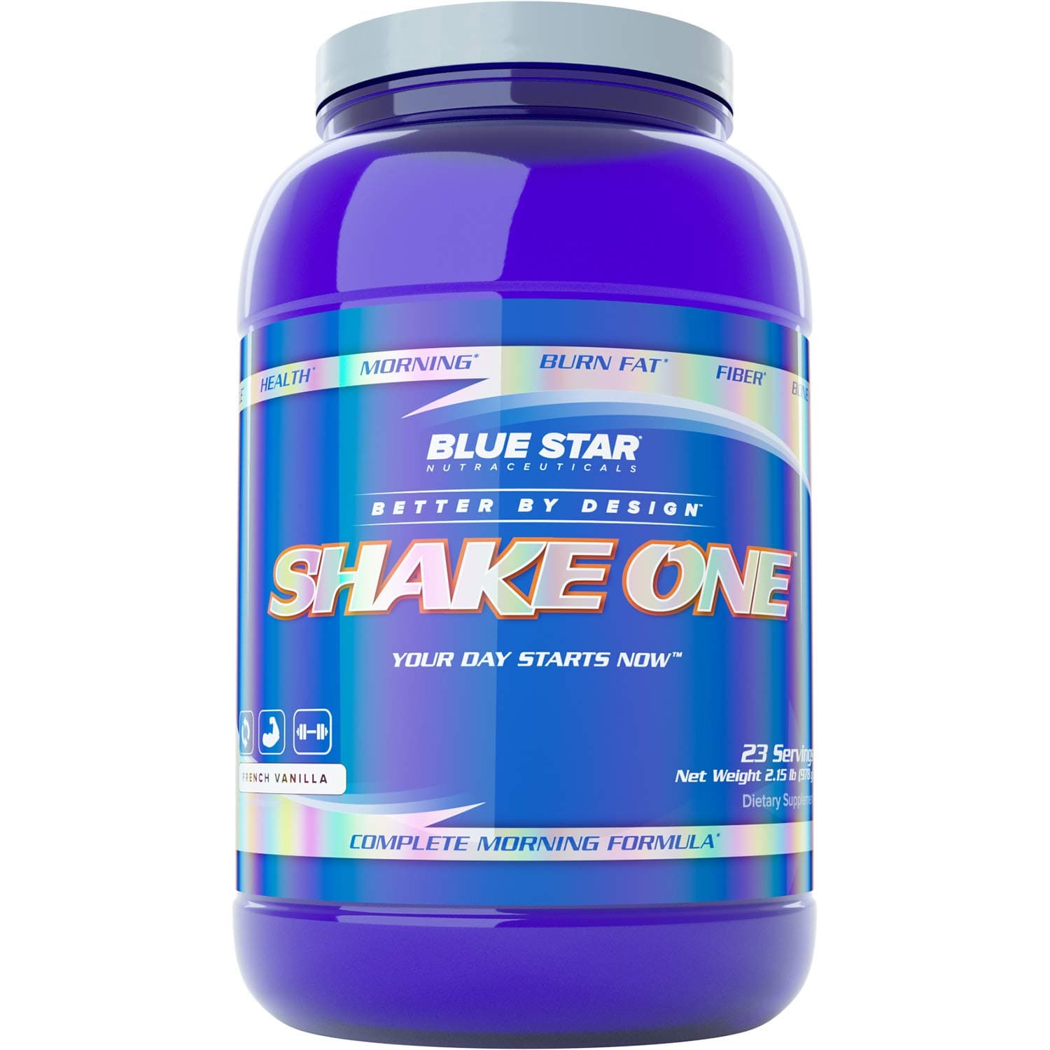 Shake One by Blue Star - Protein Rich Meal Replacement Breakfast Shake | Great Tasting, Low Calorie Protein Powder Drink with Caffeine for Weight Loss & Muscle Building, 23 Servings (French Vanilla)