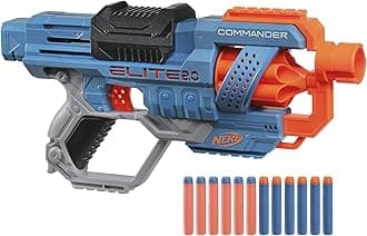 Nerf Elite 2.0 Commander RC-6 Blaster, 12 Elite Darts, 6-Dart Rotating Drum, Tactical Rails, Barrel and Stock Attachment Points