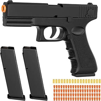 Toy Gun - Stress Shot with Semi-Automatic Mode, Realistic Shell Ejecting Toy Guns, Birthday (Classic Black)