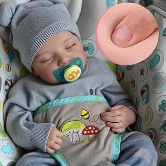 JIZHI Lifelike Reborn Baby Dolls - 17 Inch Realistic Newborn Baby Doll Real Life Baby Dolls Full Vinyl Poseable Body Sleeping Baby Boy with Feeding Kit for Children 3+