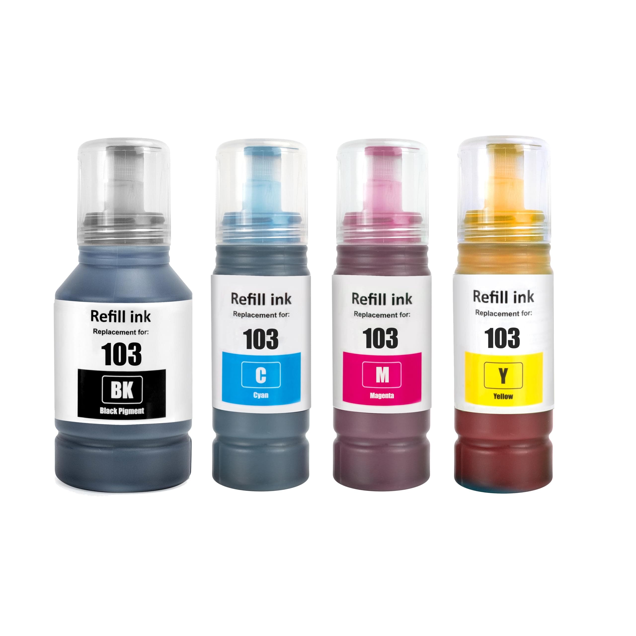 – Ink Set 103 for EcoTank 135ml for Black 70ml for each Cyan Magenta Yellow for EPSON Combo Set 4-Pack for L3252 L1110 L3110 L3111 L3150 L3151 L3156 L3160 L5190