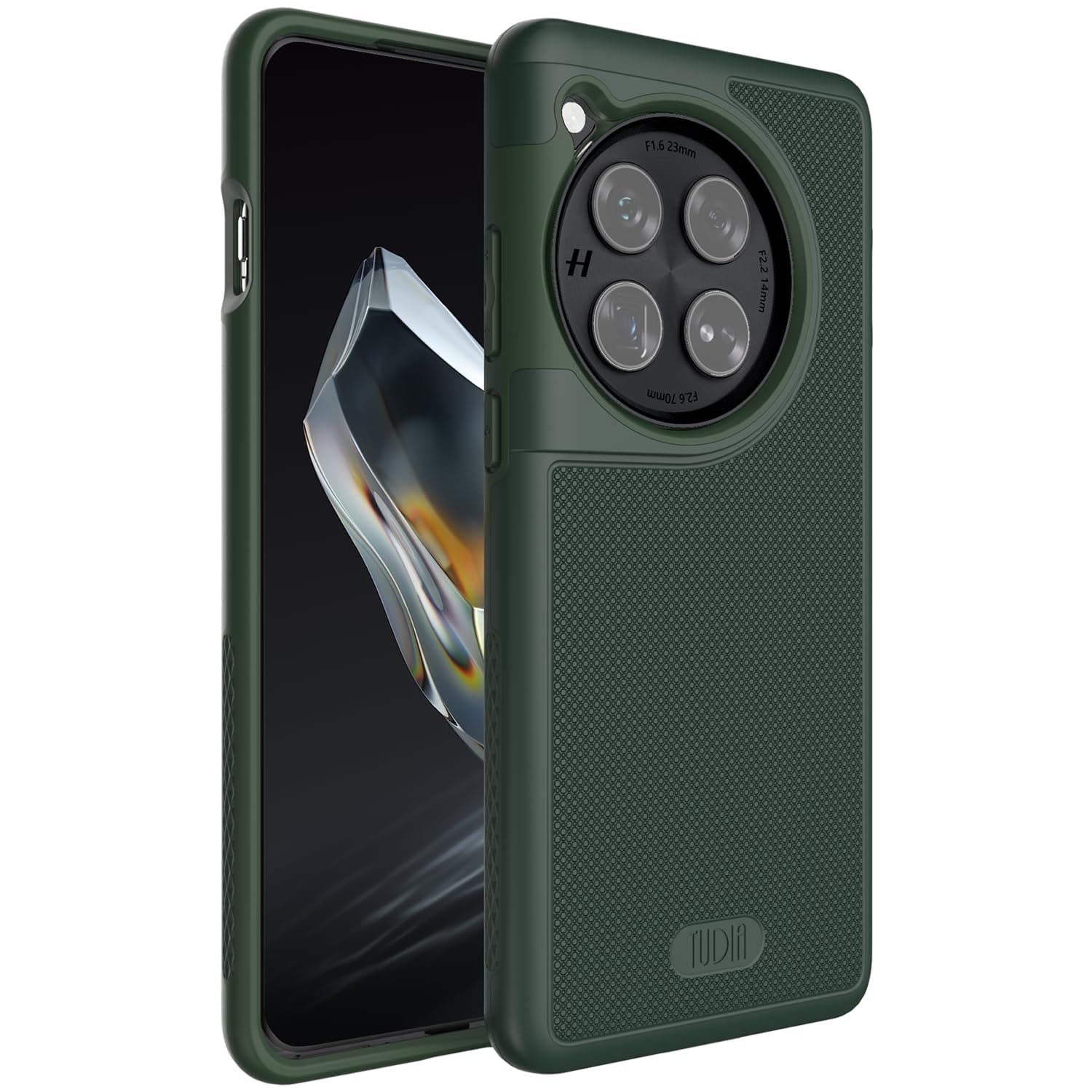 TUDIA DualShield Grip Designed for OnePlus 12 Case 5G (2024), [MergeGrip] Military Grade Dual Layer Shockproof Slim Tough Heavy Duty Protective Phone Case (Pine Green, Basic)