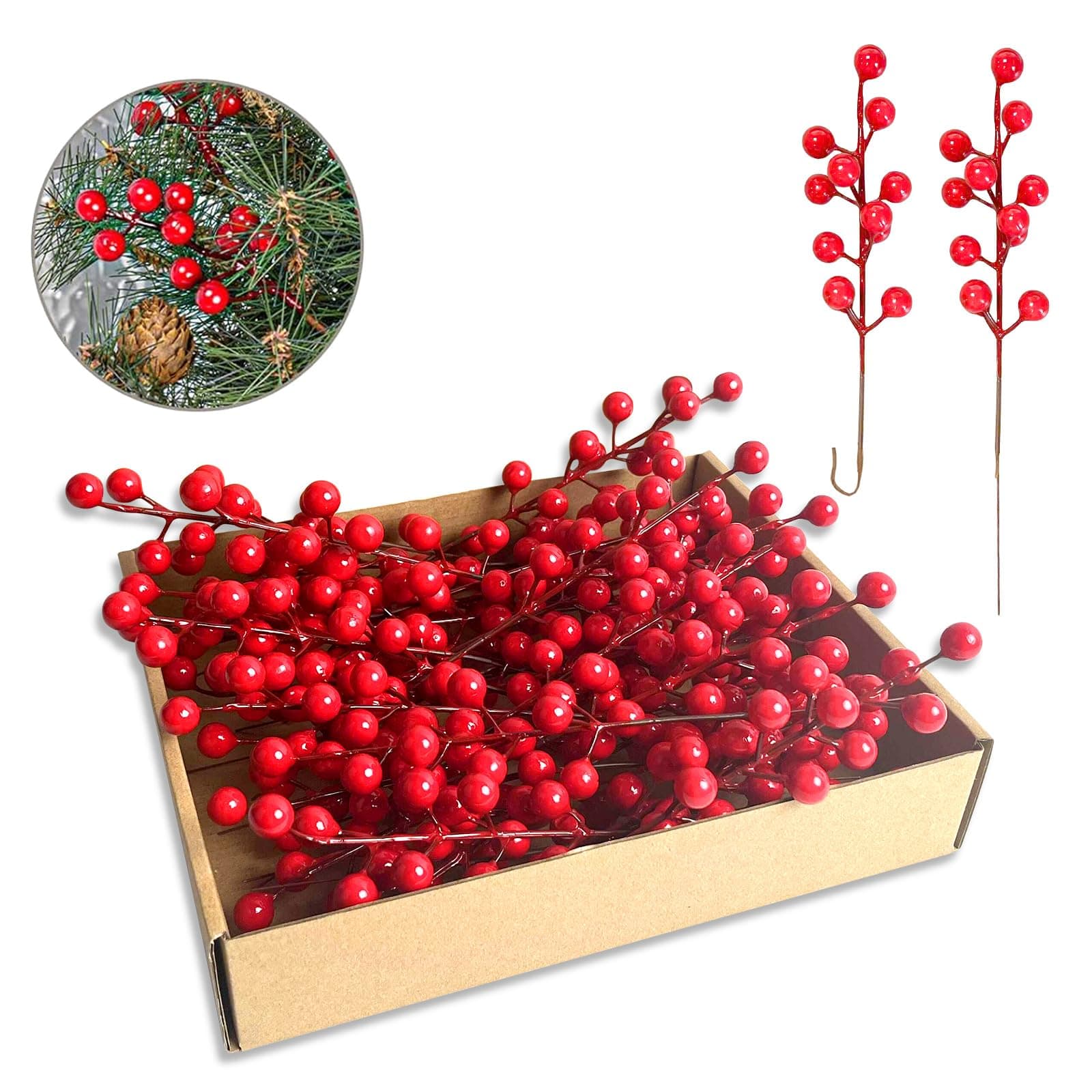 himmel 35 Pack Christmas Tree Decorations,9 inch Artificial Red Berry Stems,Red Berries Christmas Decor Tree Decorations Crafts Wedding Holiday Season Winter Décor Home Decor
