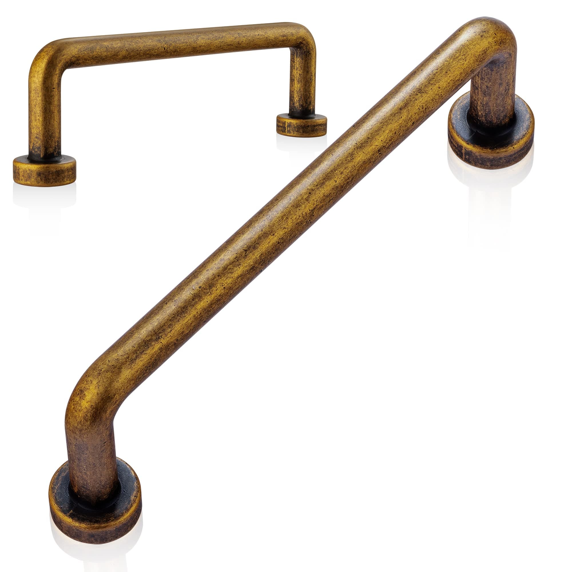 10-Pack Antique Brass Cabinet Pulls, 3" Hole Center Bar Drawer Handles for Kitchen Cupboards Dressers, Vintage Home Improvement Hardware