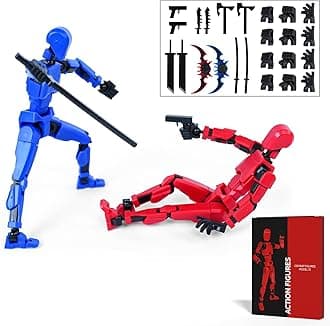 Rolling Art Action Figure Set, Model 13 Action Figure Multi-Jointed Movable,Gift Box Packaging, a Great for Loved Ones and Friends (Blue + Red)
