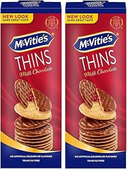 McVities Thins Milk Chocolate Crispy Biscuits with 40% Milk Chocolate & 20% Cocoa Solid,(Pack of 2-150gm Each)