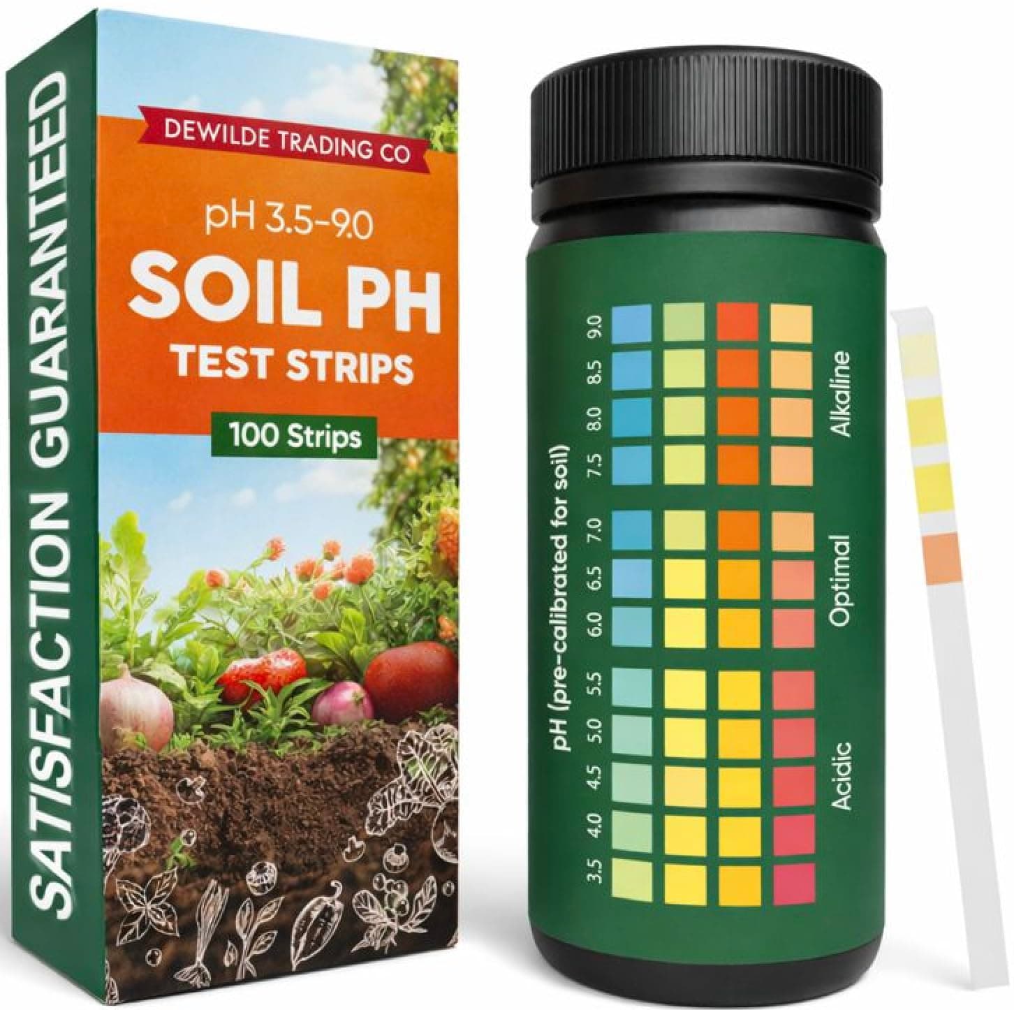 Soil pH Paper Test Kit – 100 Tester Strips (3.5-9 Range) – Use for Testing Garden Home Lawn Grass Vegetable Gardening Dirt Yard Compost Outdoor and Indoor Plants