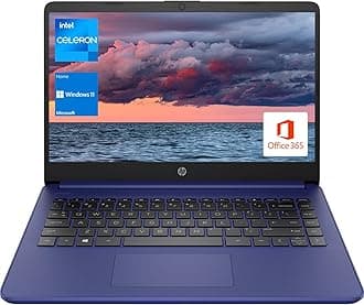 HP Portable Laptop, Student and Business, 14" HD Display, Intel Quad-Core N4120, 4GB DDR4 RAM, 64GB eMMC, 1 Year Office 365, Webcam, SD Card Reader, HDMI, Wi-Fi, Windows 11 Home, Blue, KKE Mousepad