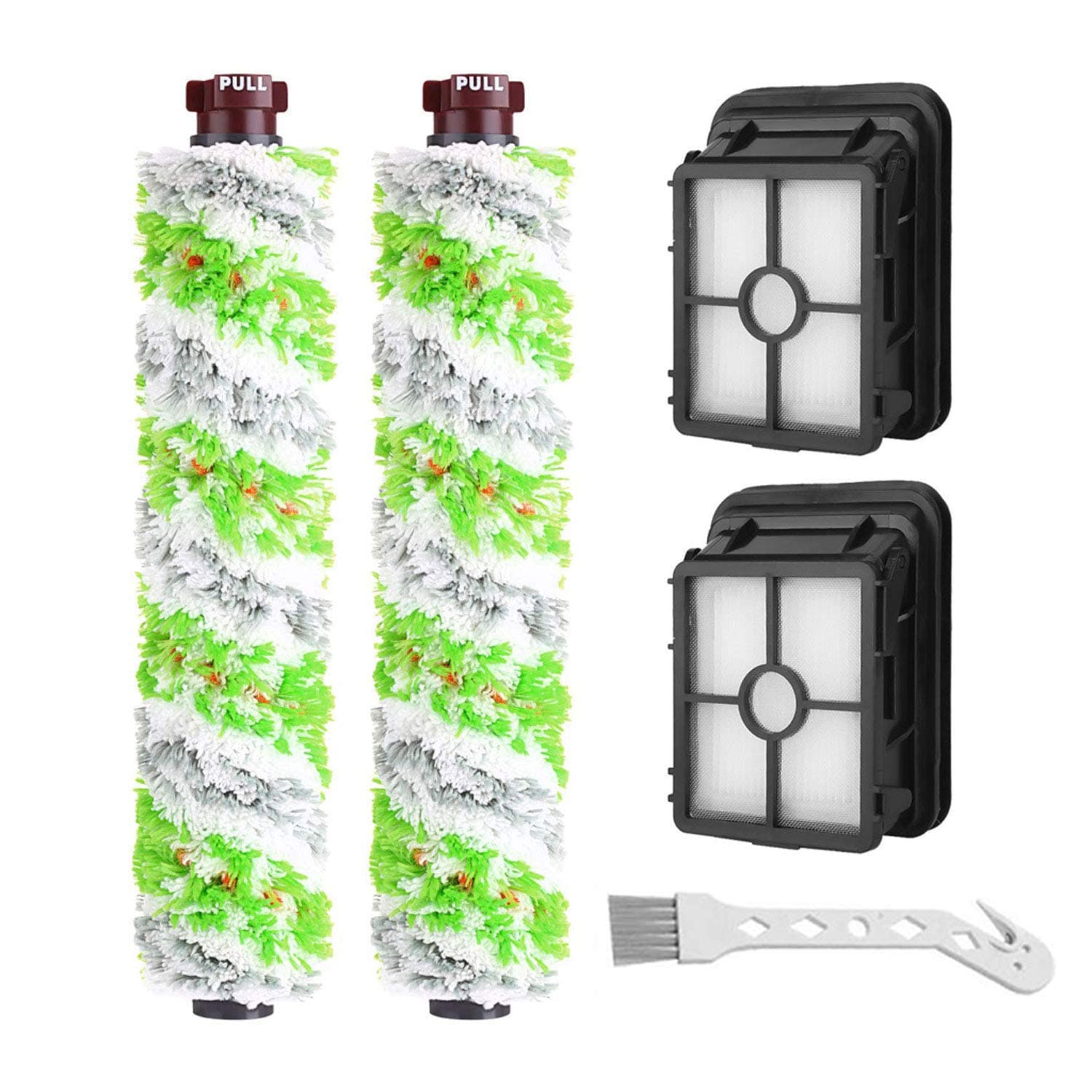 Replacement Parts Multi-Surface Pet Brush Roll and 1866 Vacuum Filters Replacement for Bissell CrossWave Pet Pro 2306 1785 Series Vacuum Cleaner.(Pack of 2 Pet Brush roll + 2 Filters)