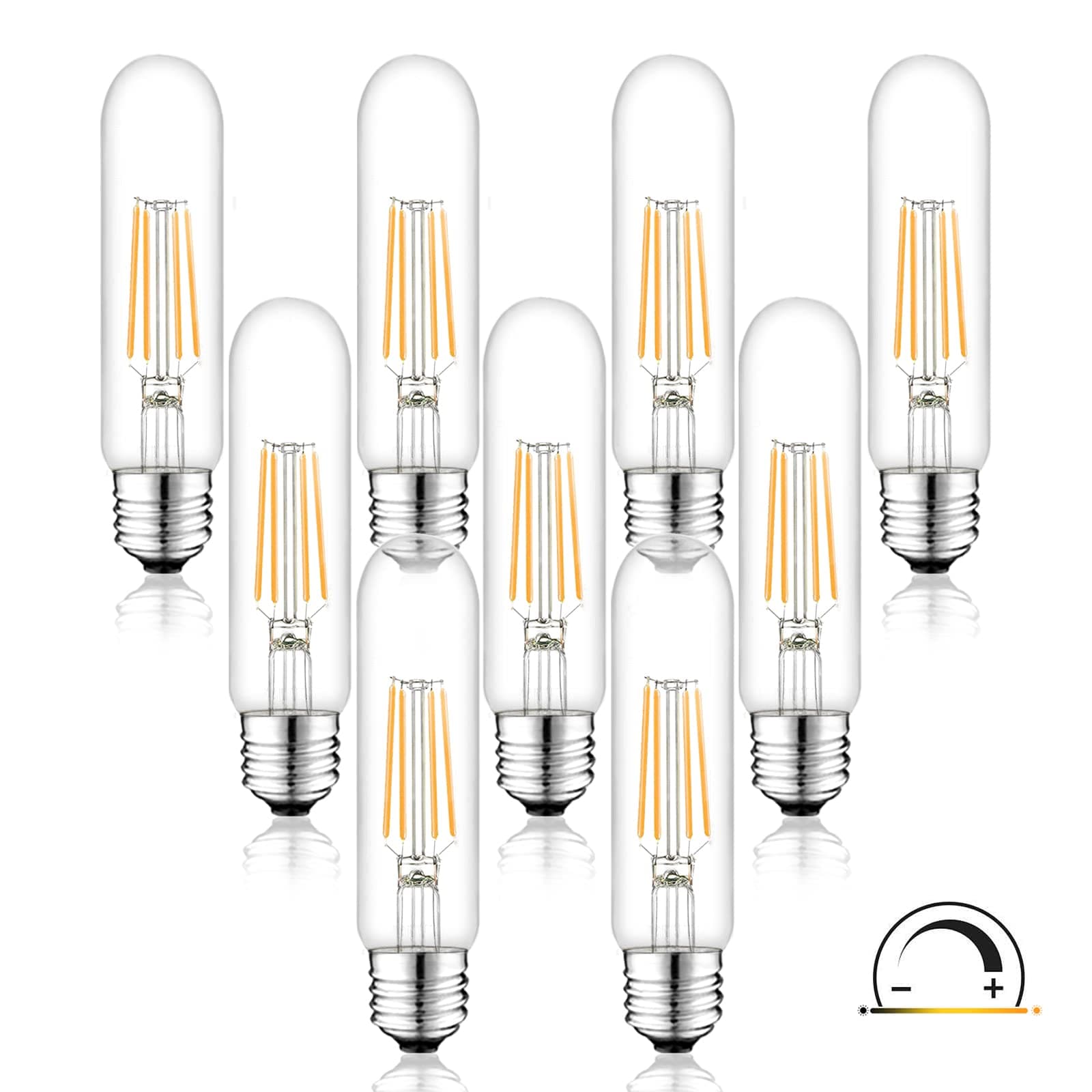 Novelux E26 Led Bulbs 6W Equal 80 watt Long Light Bulb Dimmable, 2700K Soft White 800LM Tubular T10 LED Bulb Compatible with E26 Medium Base, Edison Light Bulb, UL Listed