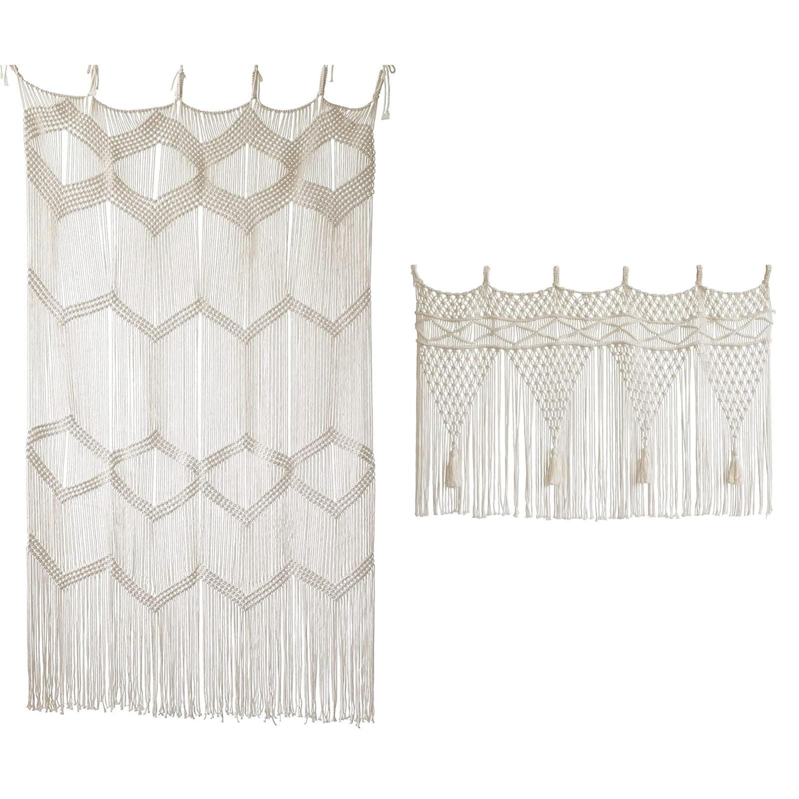 Flber Macrame Curtain Window Macrame Room Divider Doorway Curtain Boho Macrame 42" Wx 75" H and 43" W（109cm） x 27" L（68cm）
