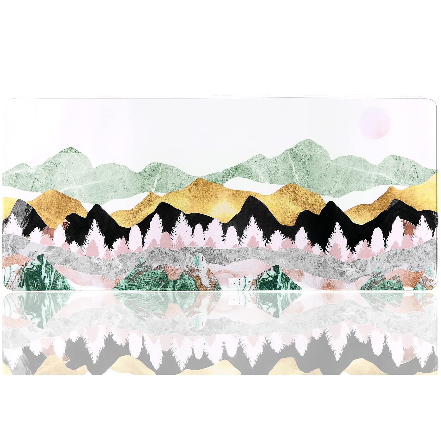 iLeadon Desk Pad Protector, Large Gaming Mouse Pad 35.1 x 15.75-inch 2.5mm Thick, Cute Desk Decor, Office Desk Writing Pad with Non-Slip Rubber Base for Home Office Work Accessories, Mountain Sunrise