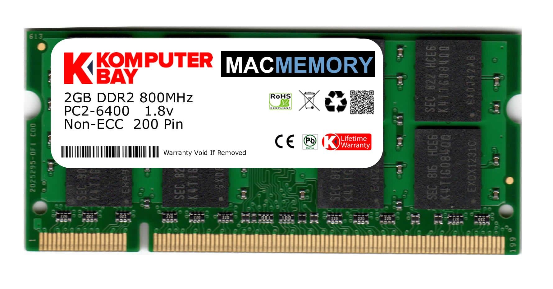 Komputerbay MACMEMORY Apple 2GB (Single 2GB Stick) PC2-6300 800MHz DDR2 SODIMM iMac and MacBook Memory