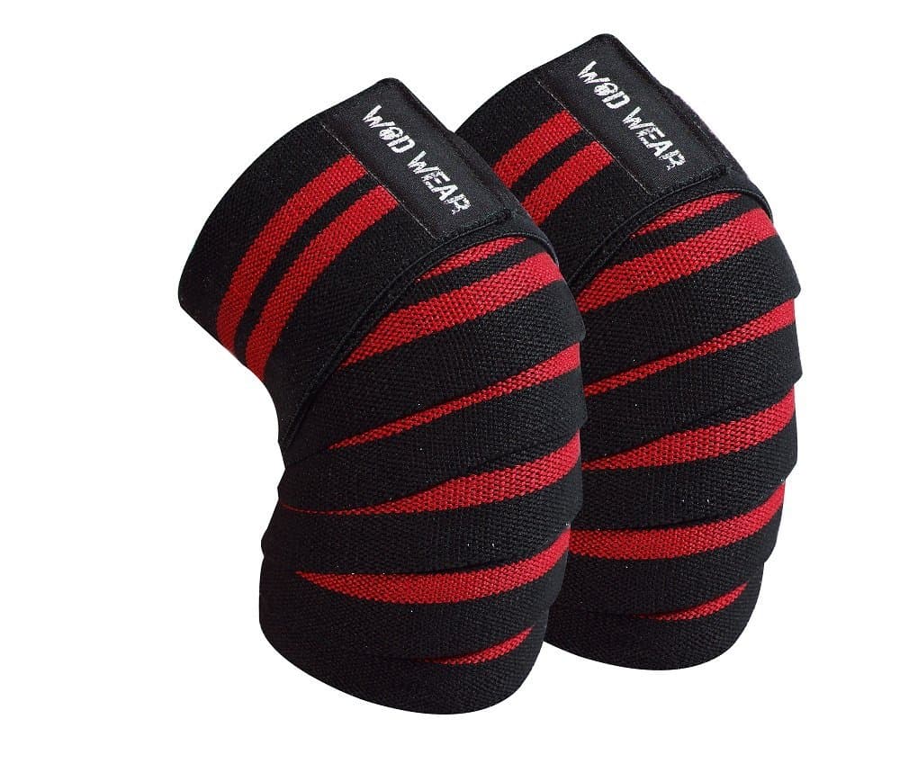 WOD Wear Professional Heavy Duty Knee Support Compression Wraps (Pair) Elastic Velcro for Weightlifting, Powerlifting, Cross-Training, Fitness, Unisex, 72 Inches