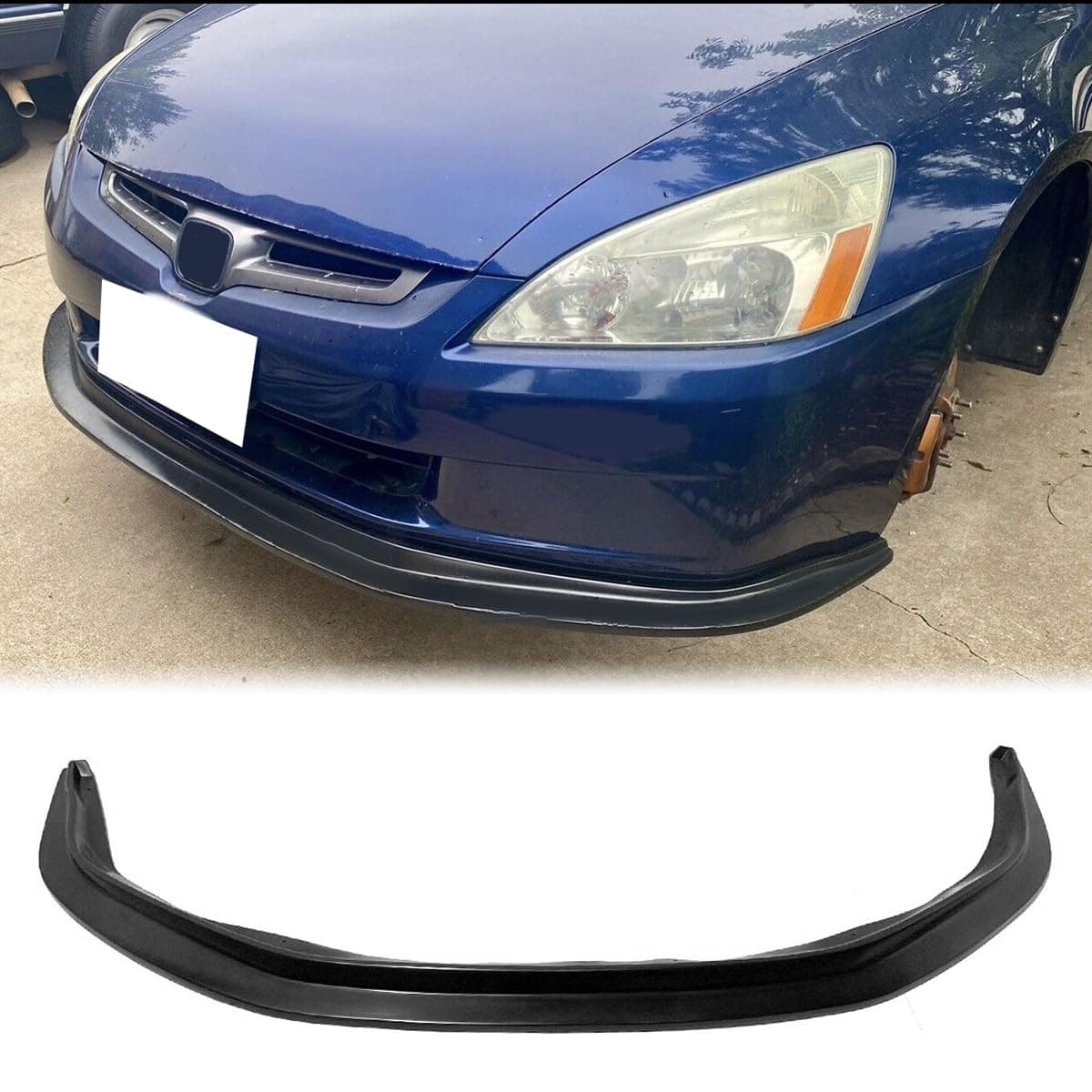 MagicDrift フロントバンパー リップチンスポイラー、2003-2005 ホンダ アコード セダン、MDA スタイル PU フロント下部スプリッタープロテクター、未塗装ブラック、1個