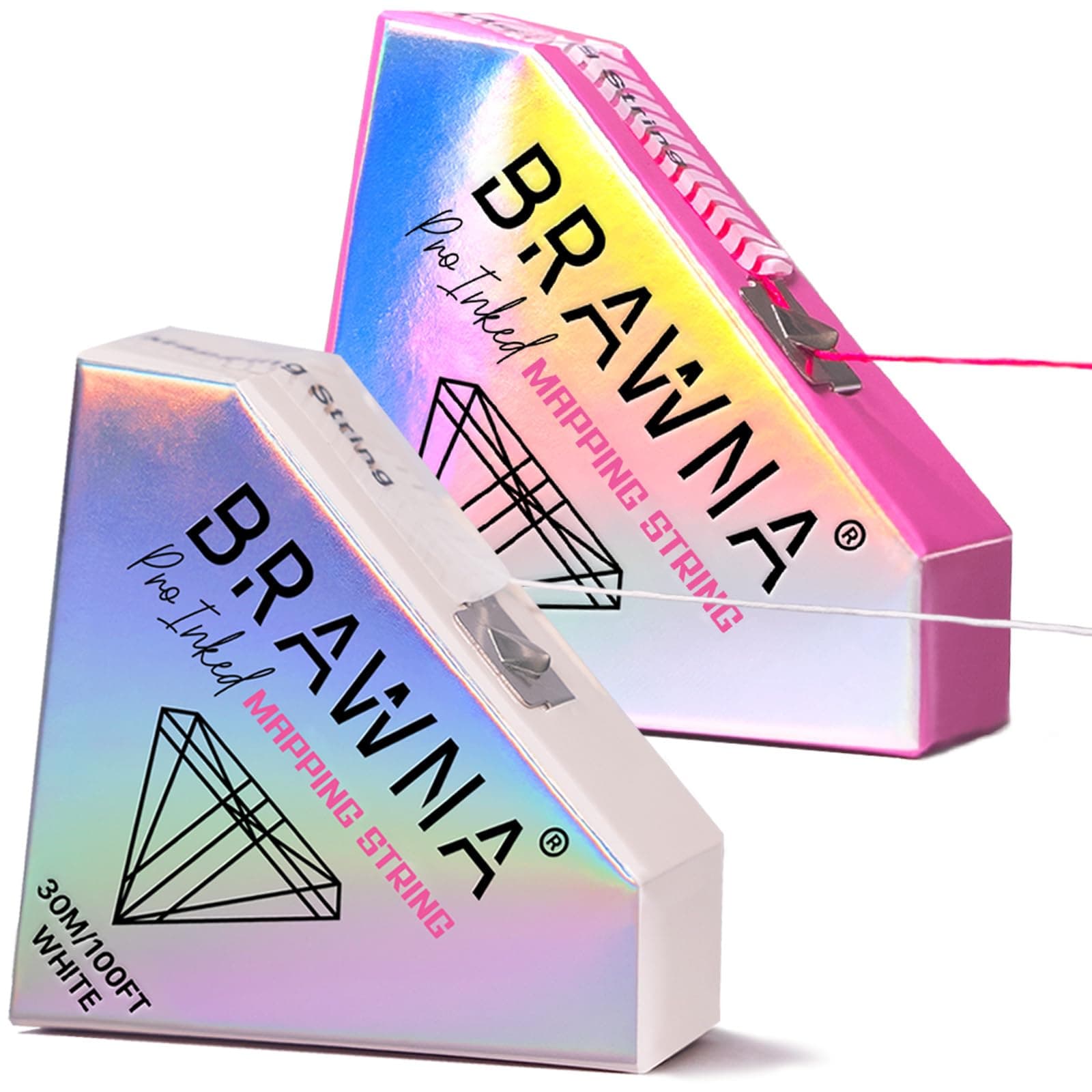 BRAWNA 2 Pack Pro Inked Mapping String for Brow and Lip Measuring - Color - Pink and White