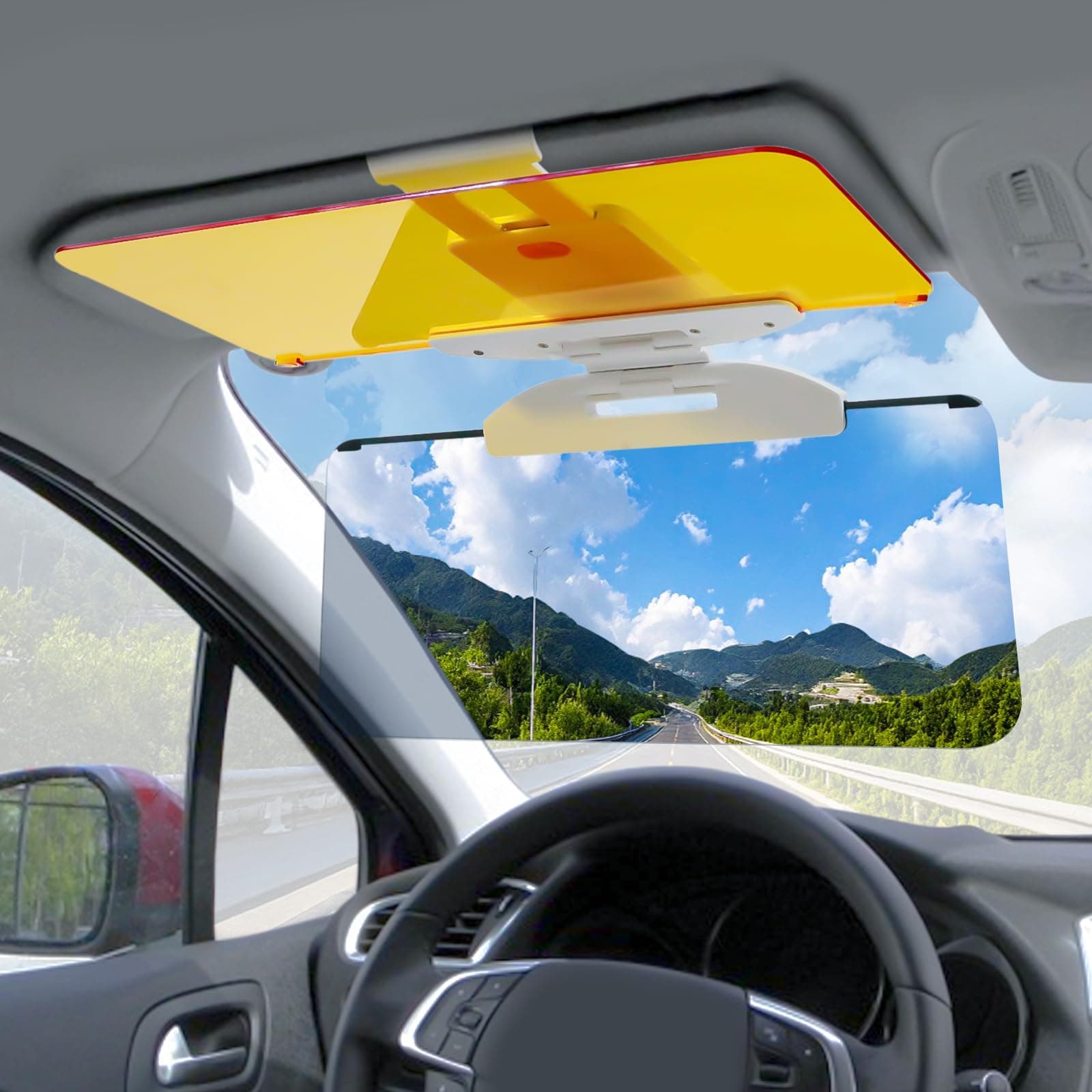 Sun Visor Extender for Car, 2 in 1 Day and Night Anti-Glare PC Car Sun Visor Extender, Easy to Install, Universal for Cars SUV Truck