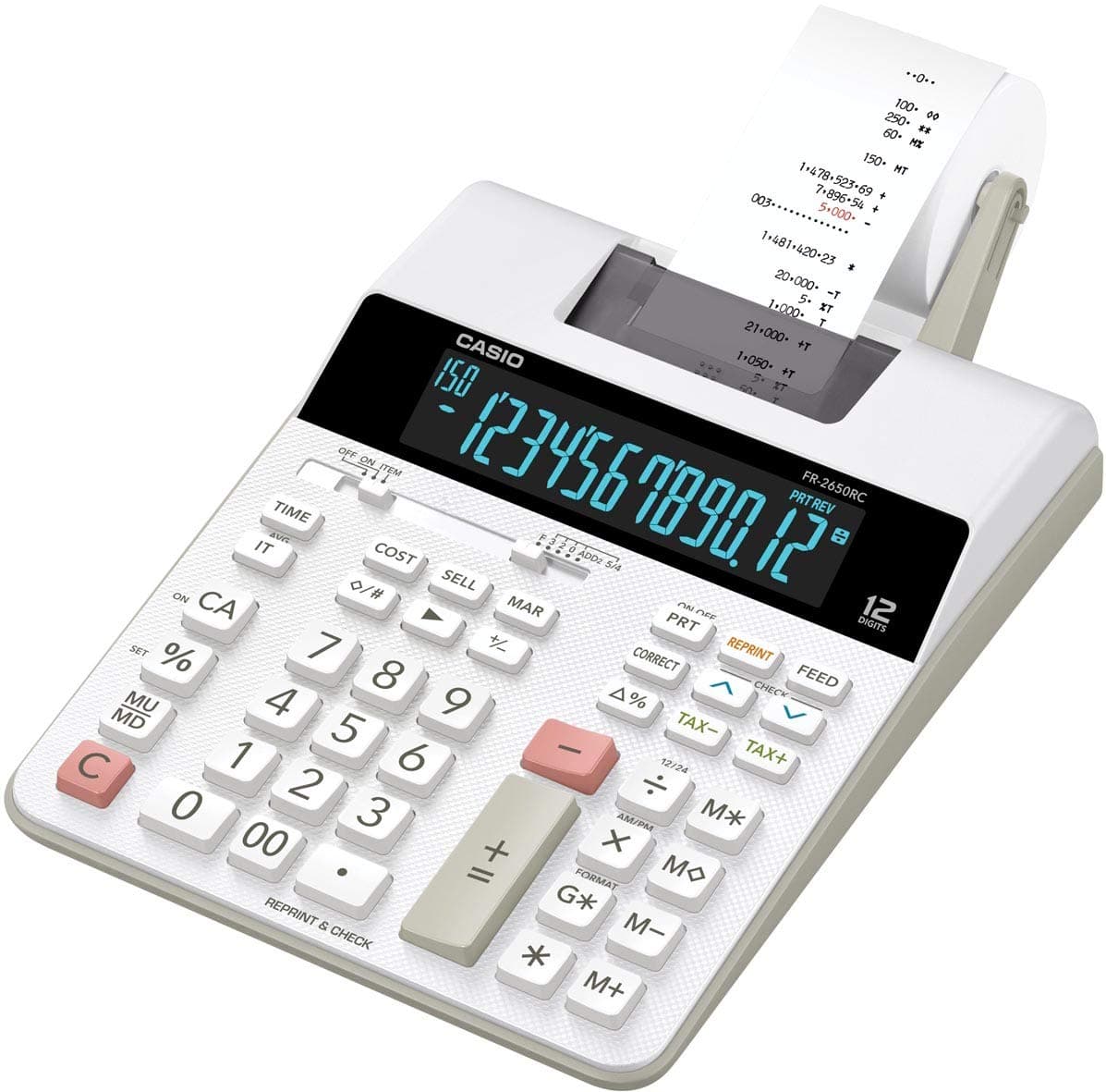 FR-2650RC Desktop Calculator 12-Digit LCD DIGITRON Screen, gray
