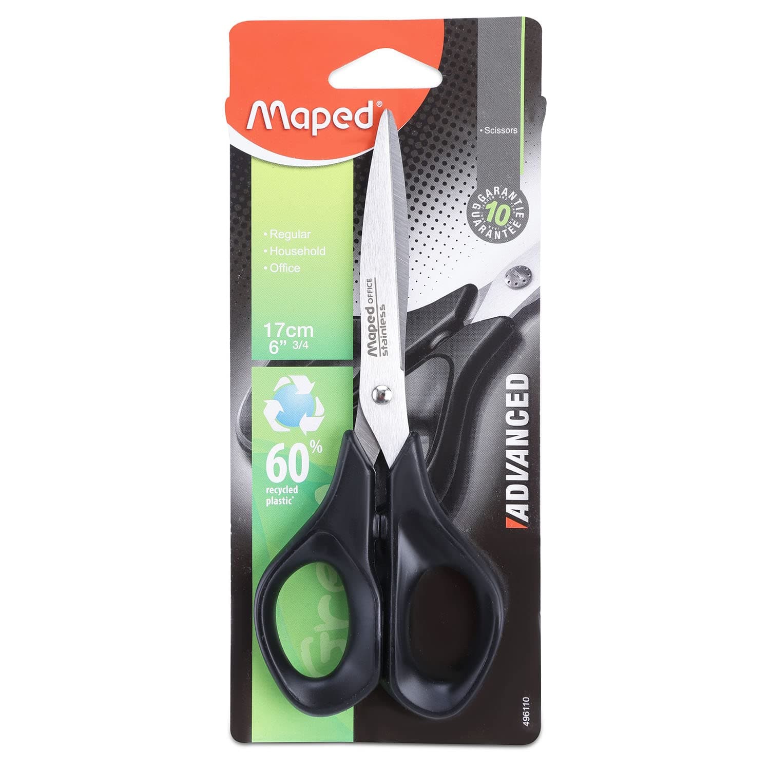 Maped 496110 17cm Office Advanced Symmetrical Scissors Green