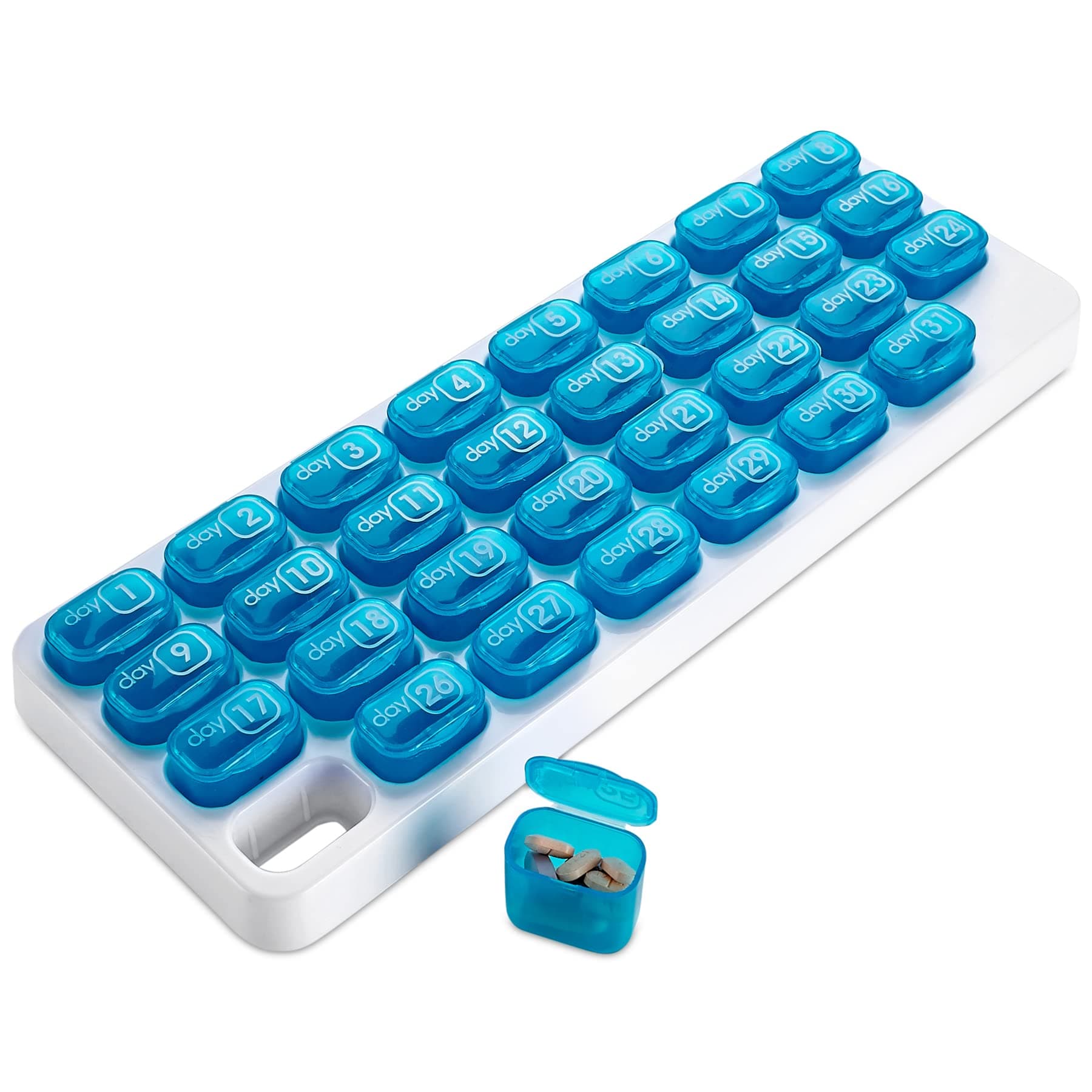 MEDca Monthly Pill Organizer - 31 Day Pill Organizer with Large Removable Medication Pods, Portable Pill Case Box and Holder for Daily Medicine and Vitamins, Great for Travel