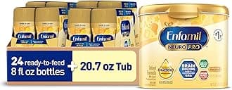 Enfamil NeuroPro Baby Formula, Infant Formula Nutrition, Triple Prebiotic Immune Blend, 2'FL HMO, & Omega-3 DHA, Non-GMO, Powder Tub, 20.7 Oz + Ready-to-Feed Infant Formula, Liquid, 8 Fl Oz (24 Count)