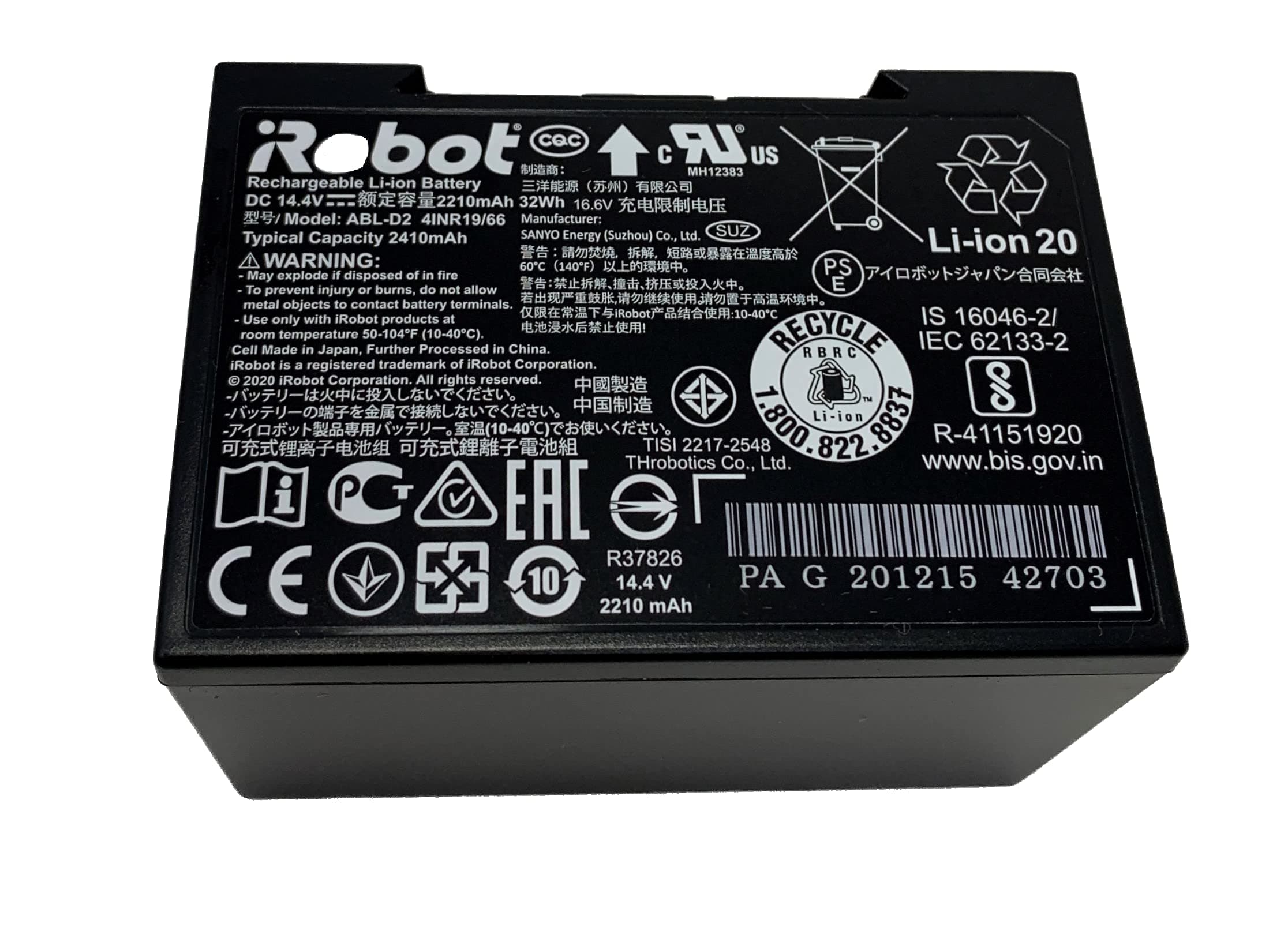 Authentic OEM High Capacity 2210 mAh Battery for Roomba e/i/j Series e5 e6 i3 i4 i6 i7 i8 J7 J8 J7+ J8+