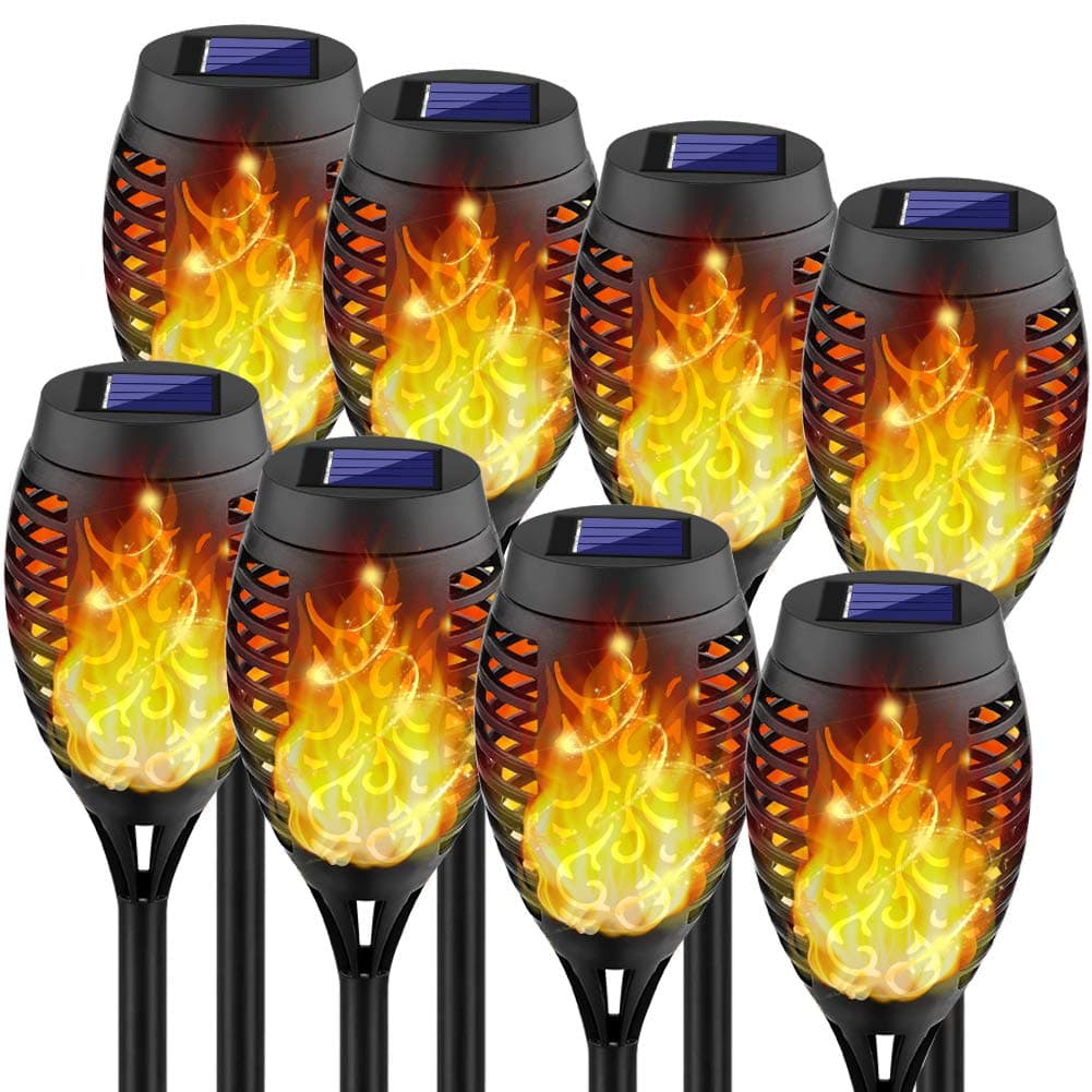 Kurifier Solar Lights Outdoor, 8Pack Solar Torch Light with Flickering Flame, Waterproof Solar Garden Light, Outdoor Solar Lights for Yard, Flame Torches for Outdoor Decorations Decor Yard