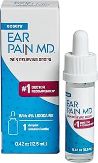 Eosera Ear Pain MD - 4% Lidocaine Ear Drops for Maximum Strength Pain Relief - Fast-Acting, Numbing Earache Treatment for Adults & Kids Age 2+- 12.5 mL