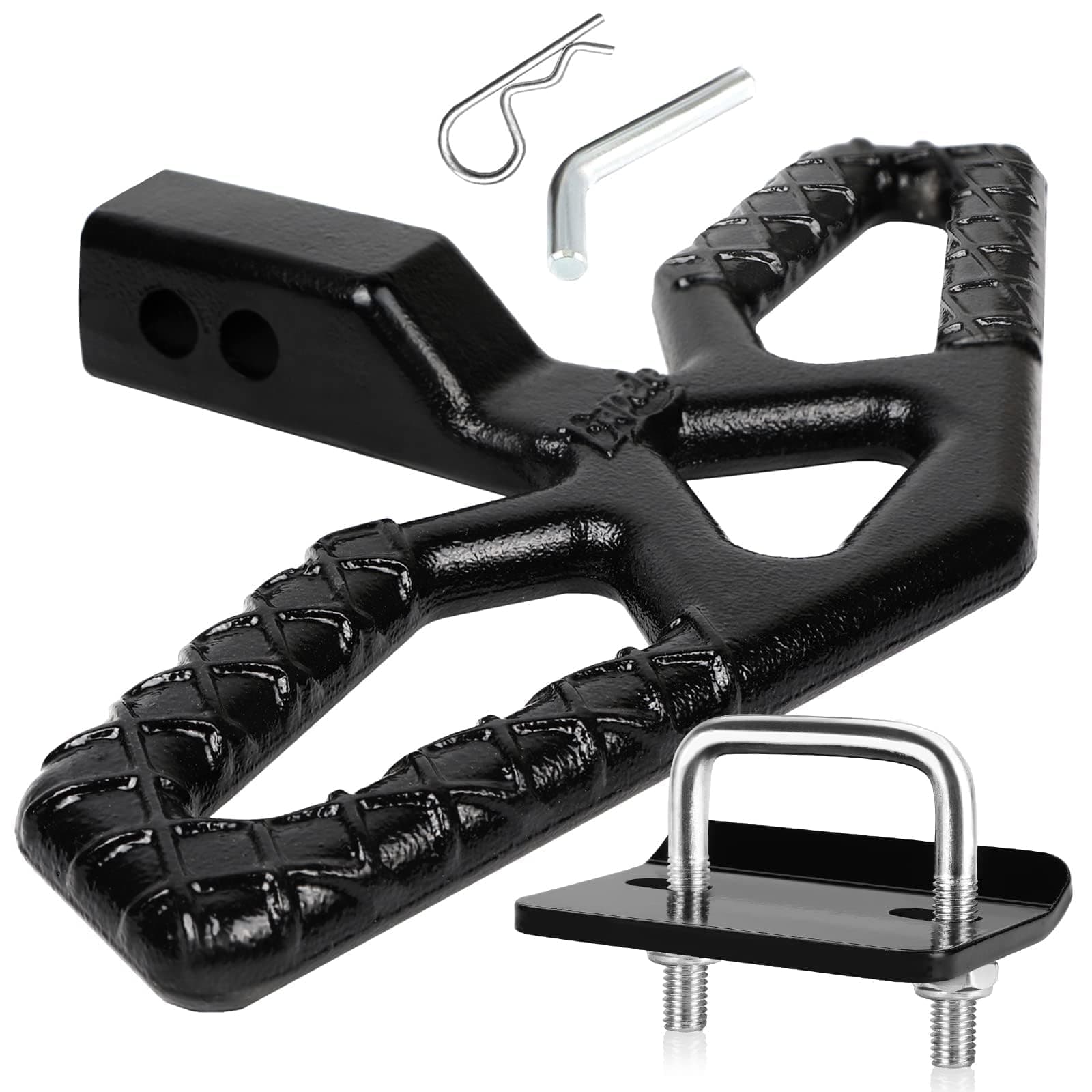 Eapele Tow Hitch Step for 2 inch Receiver, Universal Anti Slip Bumper Guard，Strong Steel 10000lbs Maximum Load, for Trailer Tow Truck Pickup SUV Pickup Van RV