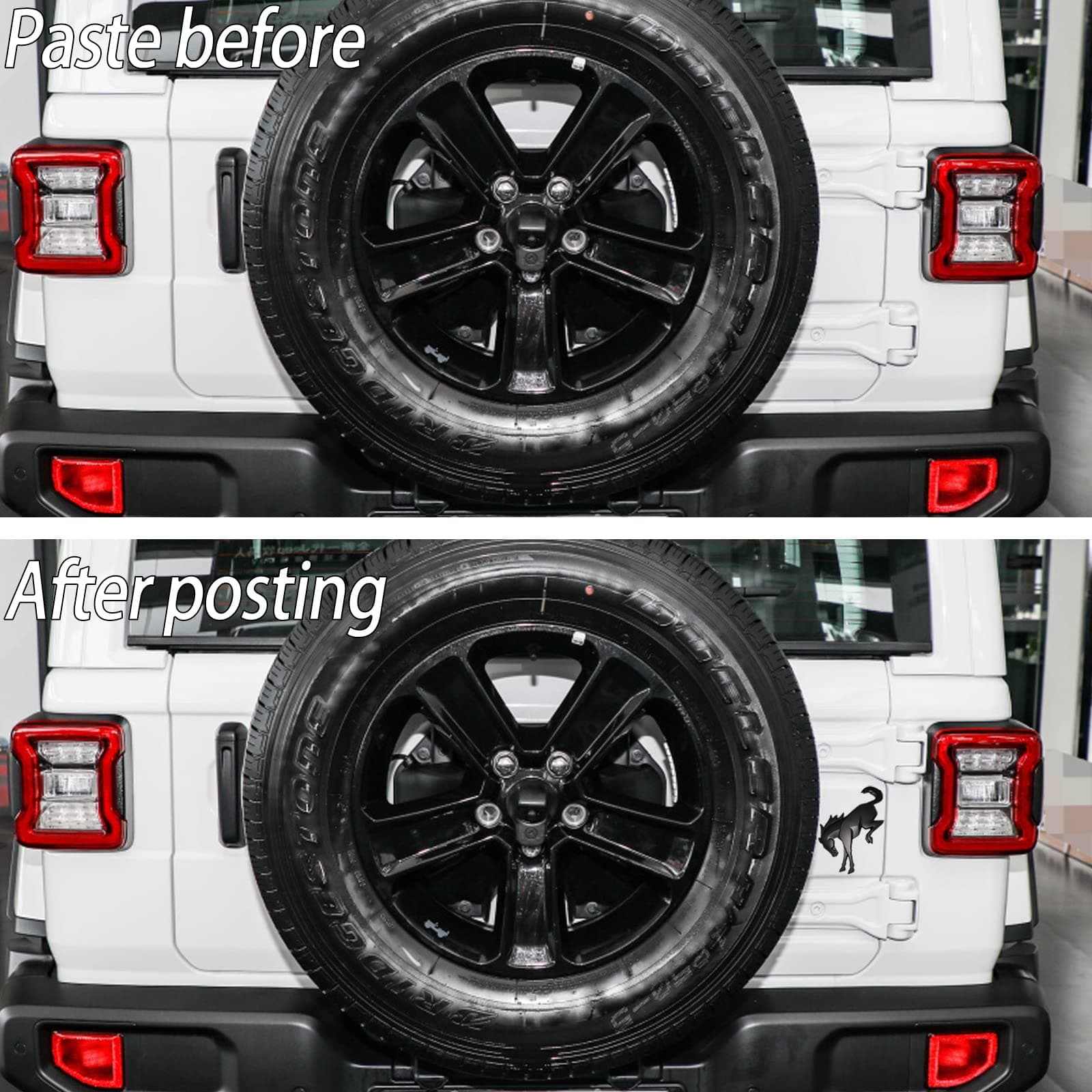 JINGSEN 3D Tailgate Emblems Compatible with Ford Bronco 2021 2022,Vinyl Rear Horse Emblem Overlay Decals with Tape-On Installation Compatible with Ford Bronco Accessories 2021-2022(Matte Black)