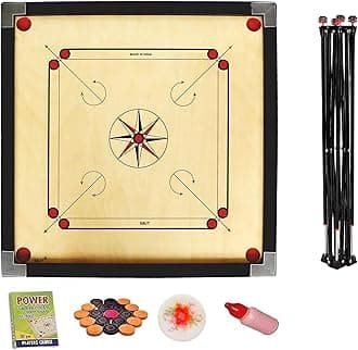 WRF Superior Matte Finish Practice Carrom Board for Serious Professional Practice with Coins Striker and Powder Black New (WRF 32 Inch with Stand WR-5)