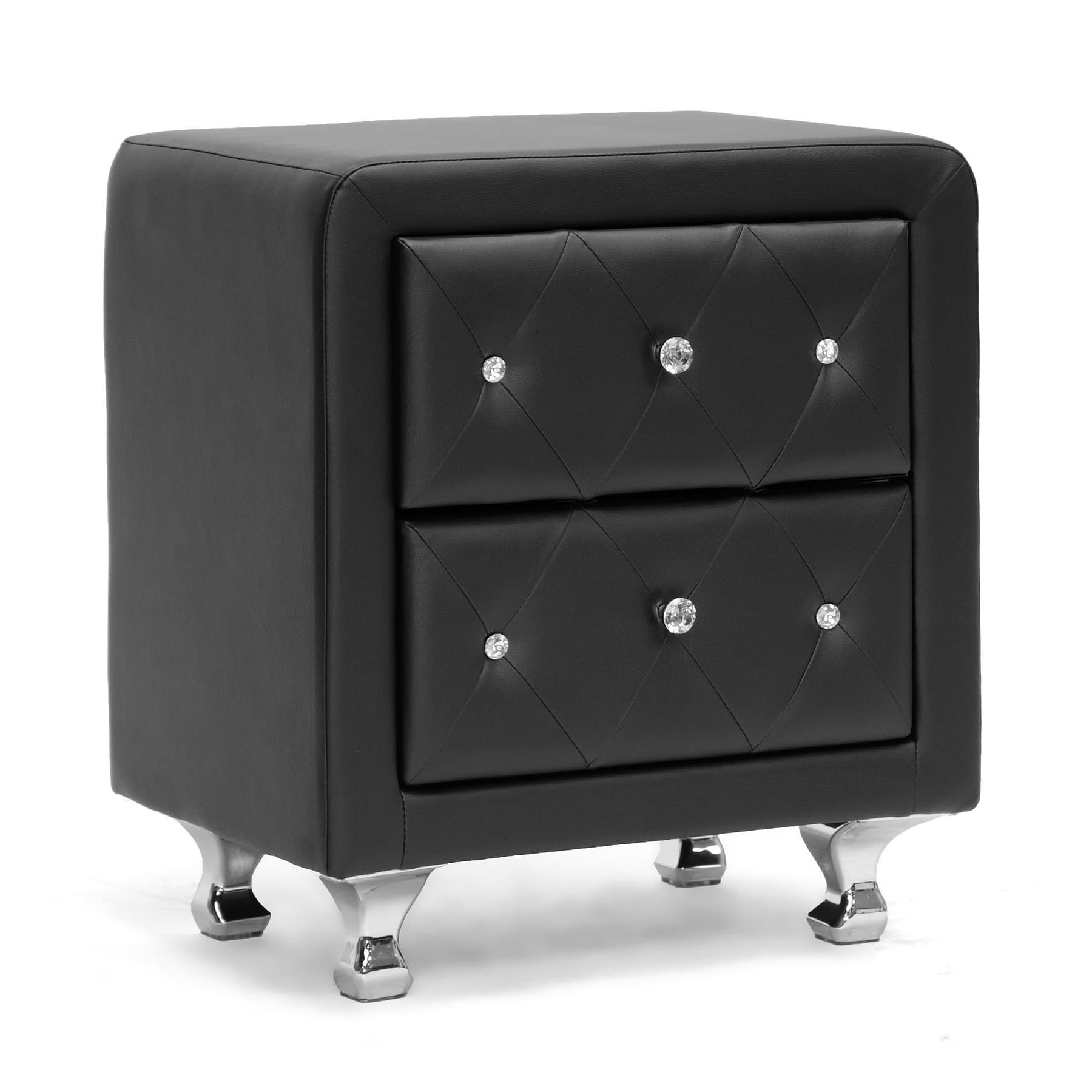 Baxton Studio Nightstands, Faux Leather, Black, One Size