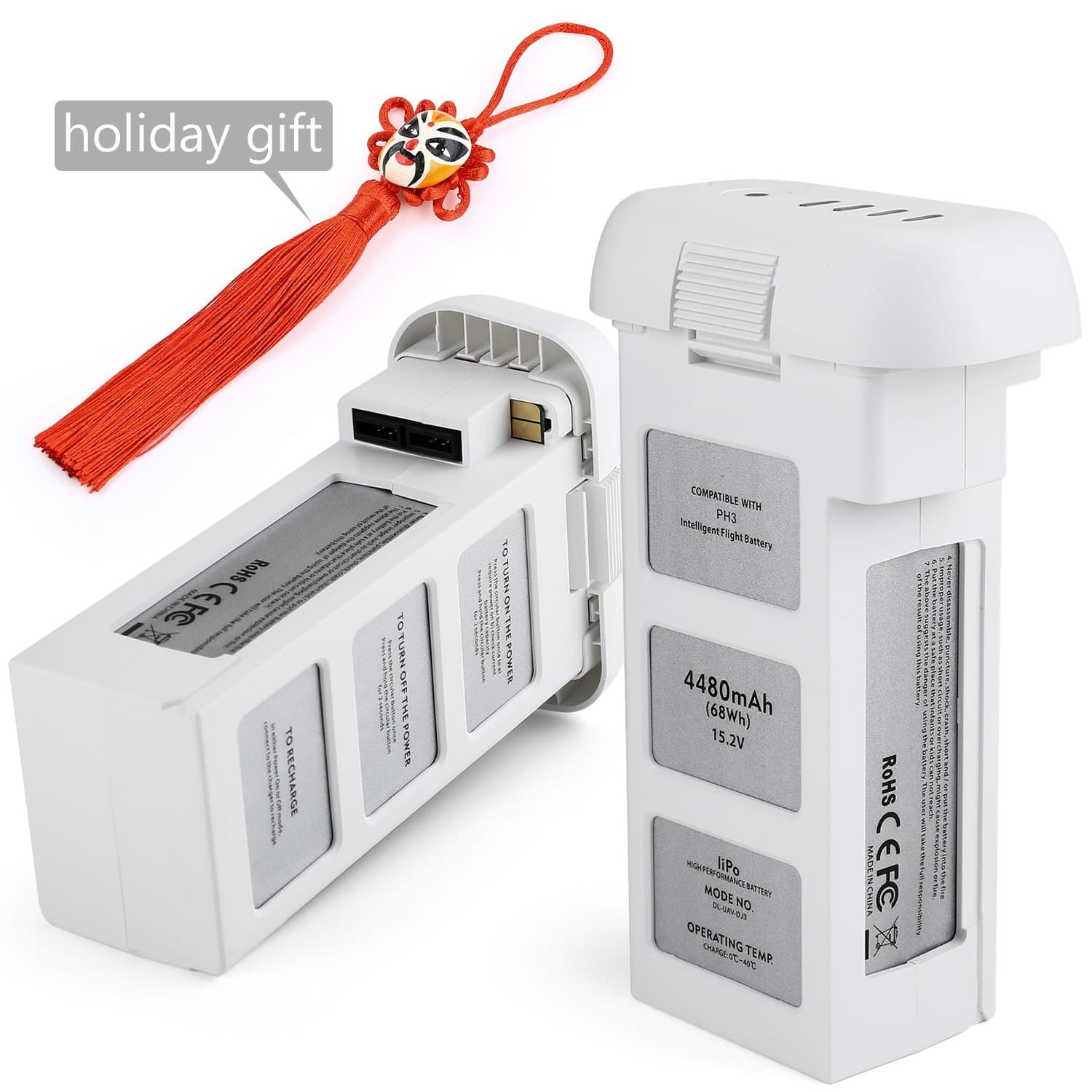 DJI Battery, Chinsion DJI Phantom 3 Battery 2-Pack 15.2V 4480mAh for DJI Phantom 3 SE, DJI Professional, DJI Phantom 3 Advanced, DJI Phantom 3 Standard, DJI 4K Drone