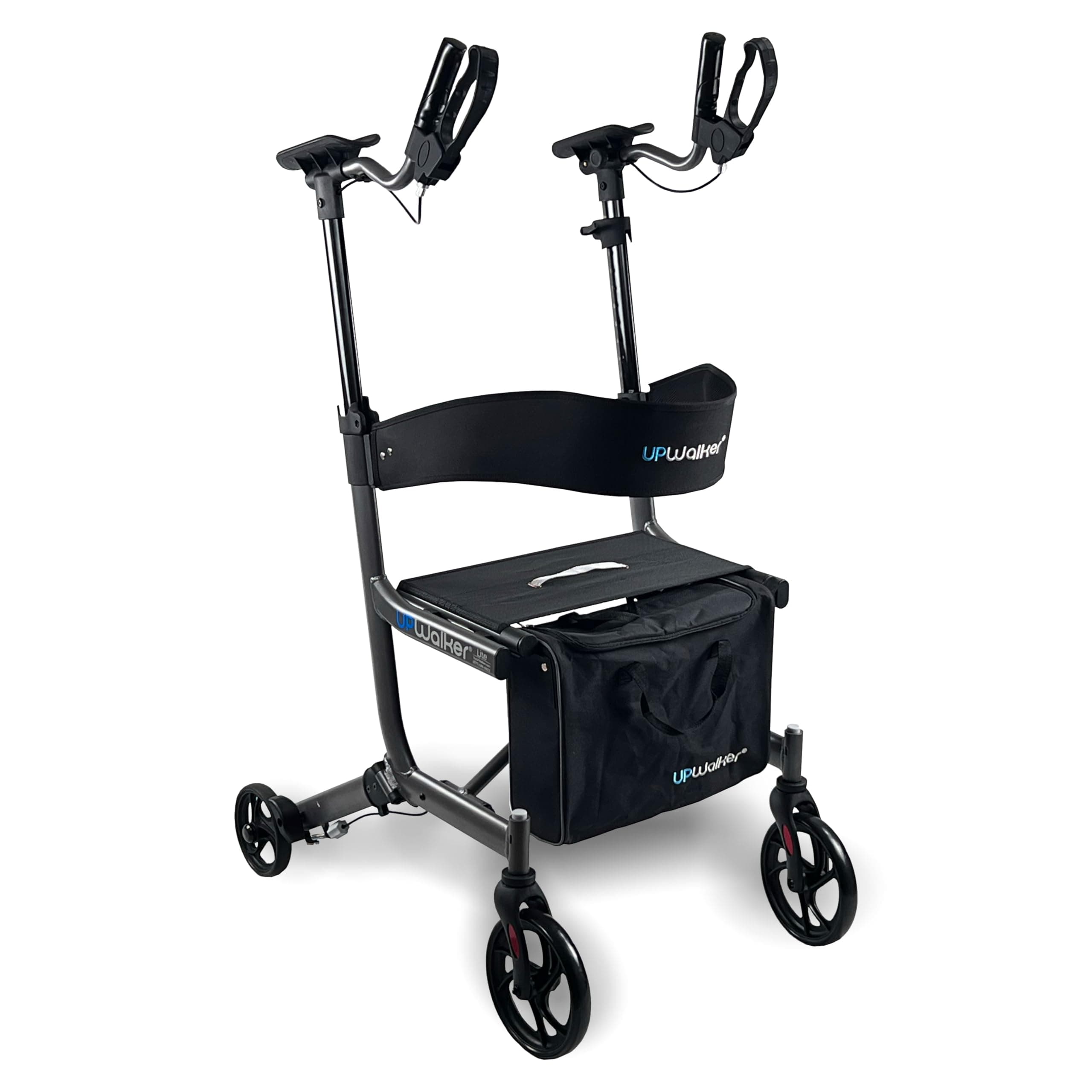 UPWalker EZ The Original Upright Walker – Lightweight Adjustable Rolling Walker - ISO Safety Certified Stand-Up Rollator Walker with Seat, Armrest, Backrest for Seniors