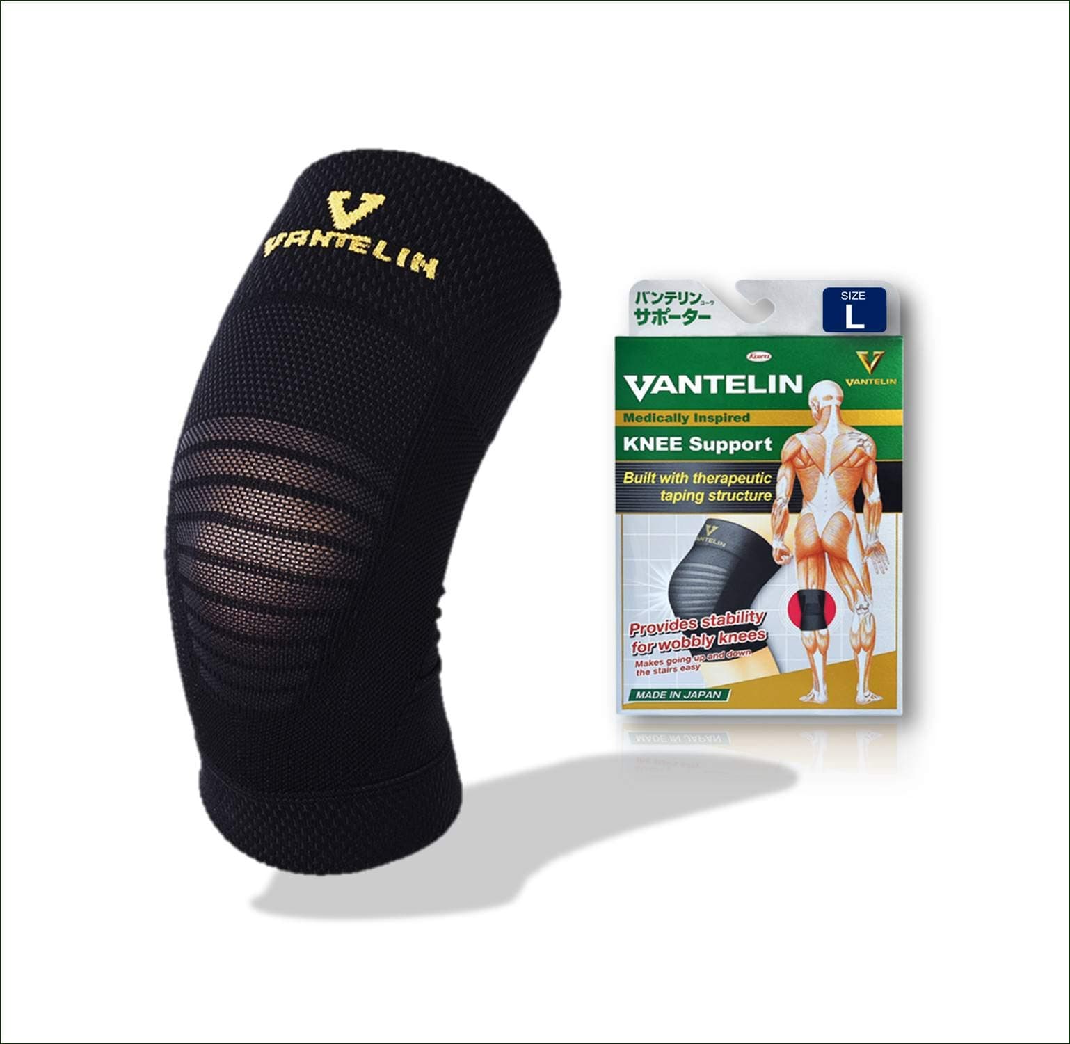 Medically Inspired Knee Support (Large (L) Size 14.5 - 16 inches) Knee Protect Based on Taping Theory Provides Stability For Wobbly Knees Makes going Up and Down The Stairs Easy