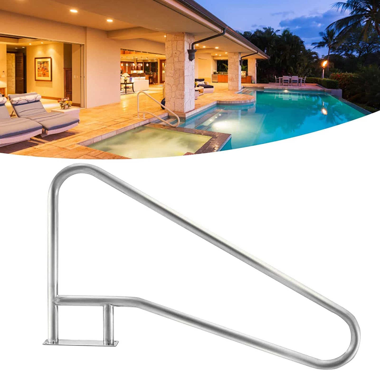 Pool Rail - Pool Railing 304 Stainless Steel - Rustproof Pool Handrail Humanized Swimming Pool Handrail for Inground Pool Entry Garden Backyard Pools Safety Handrails