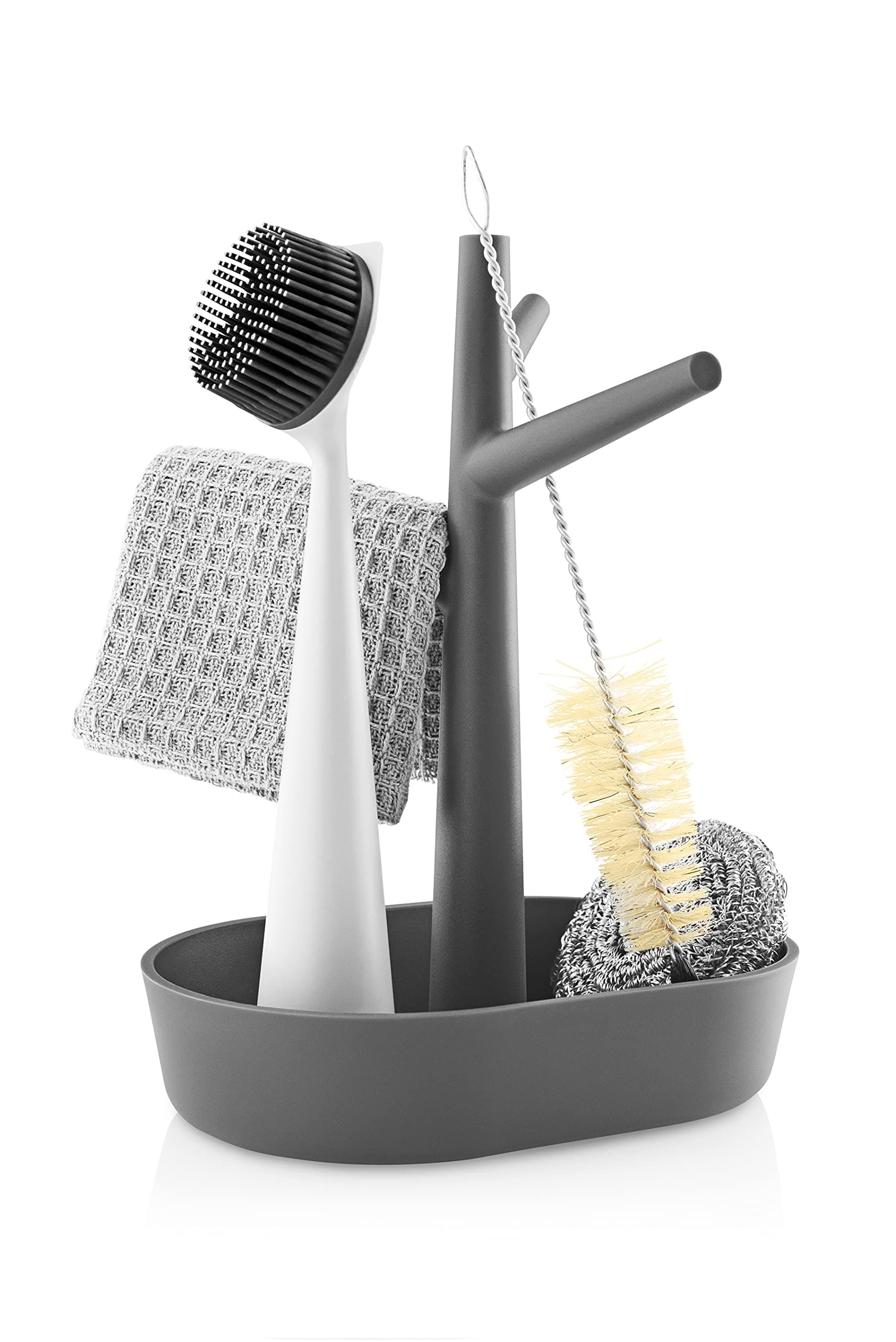 Kitchen Sink Organizer | Countertop Storage Caddy for Dish Brushes, Soap, Cloths | Dishwsher Safe | Danish Design, Functionality & Quality | Elephant Gray