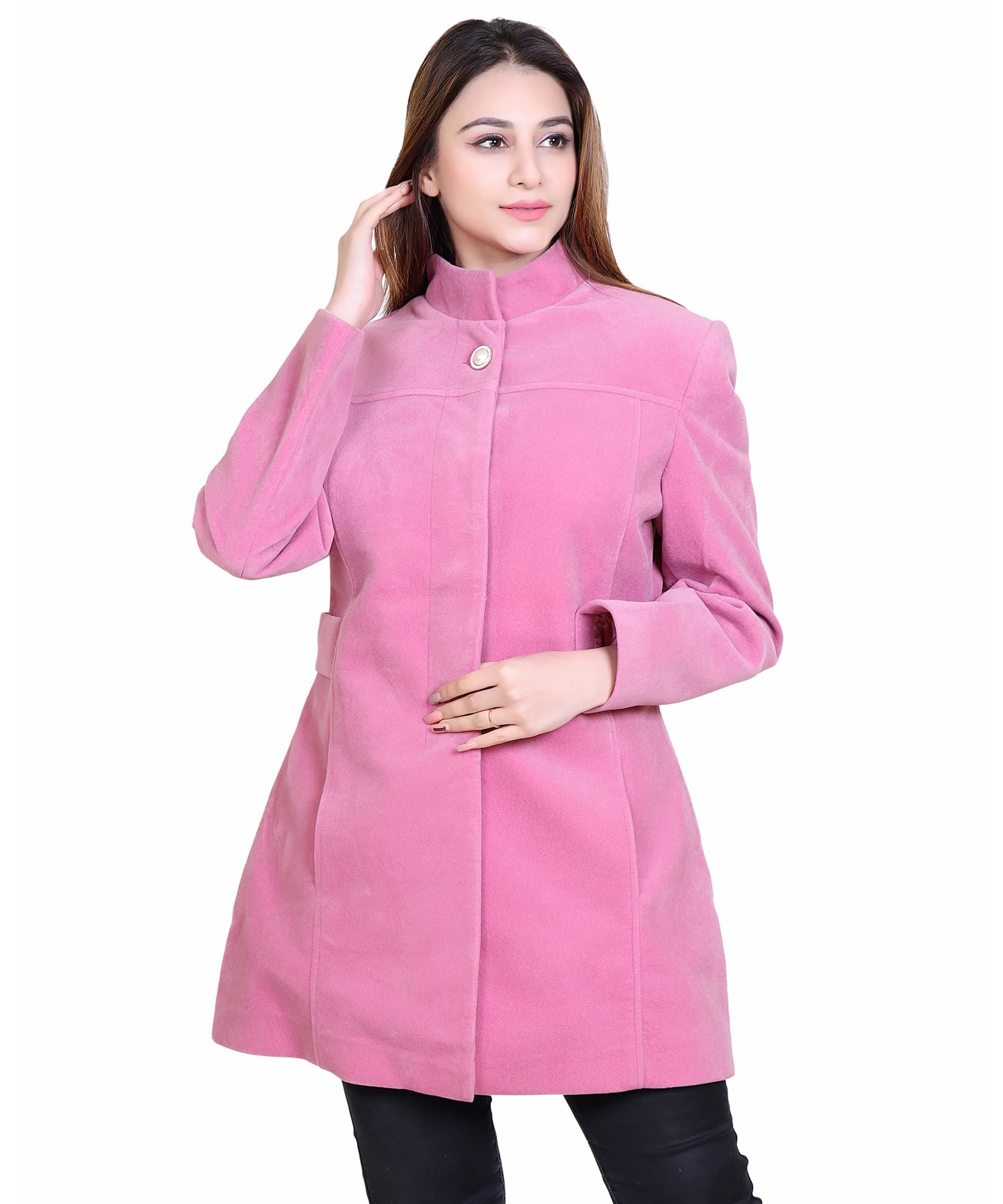 Women's Wool Blend Standard Length High Collared Coat