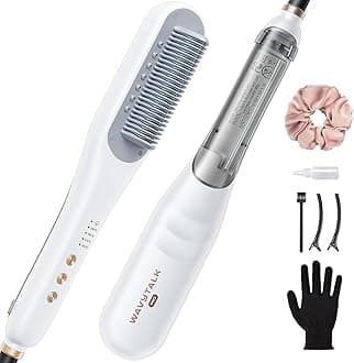 Wavytalk Pro Steam Straightener Brush, Steamline Pro 3 in 1 Straightening Brush, Steam Reduces Damage, Nourishes Hair, and Expedites Straightening, White