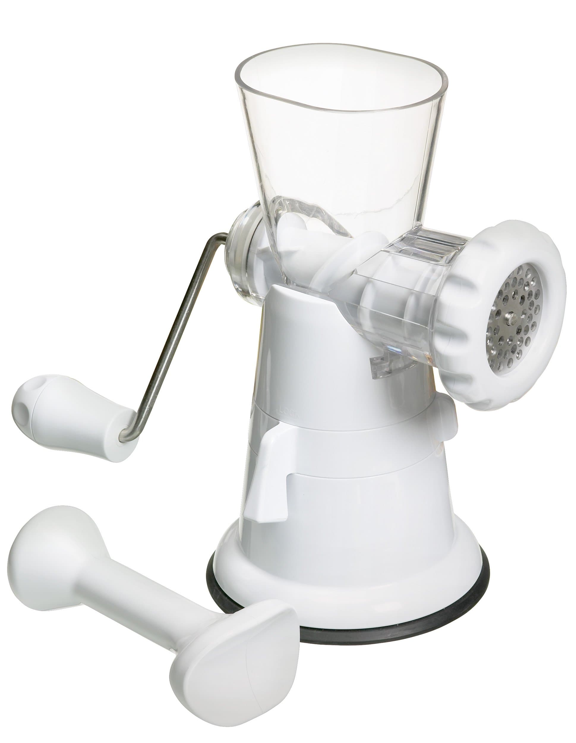 KitchenCraft White Plastic Mincer with Suction Clamp Fitting, Display Boxed