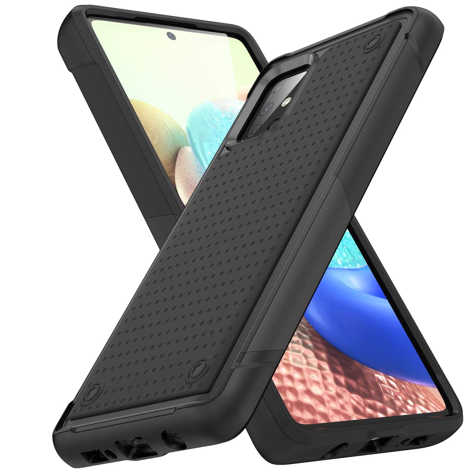 Designed for Samsung Galaxy A71 5G Case 2 in 1 Gift Militay Grade Drop Protective Rugged Heavy Duty Cover Shockproof Case for Galaxy A71 5G Phone Case for Women Men boy Girl (Black+Black)