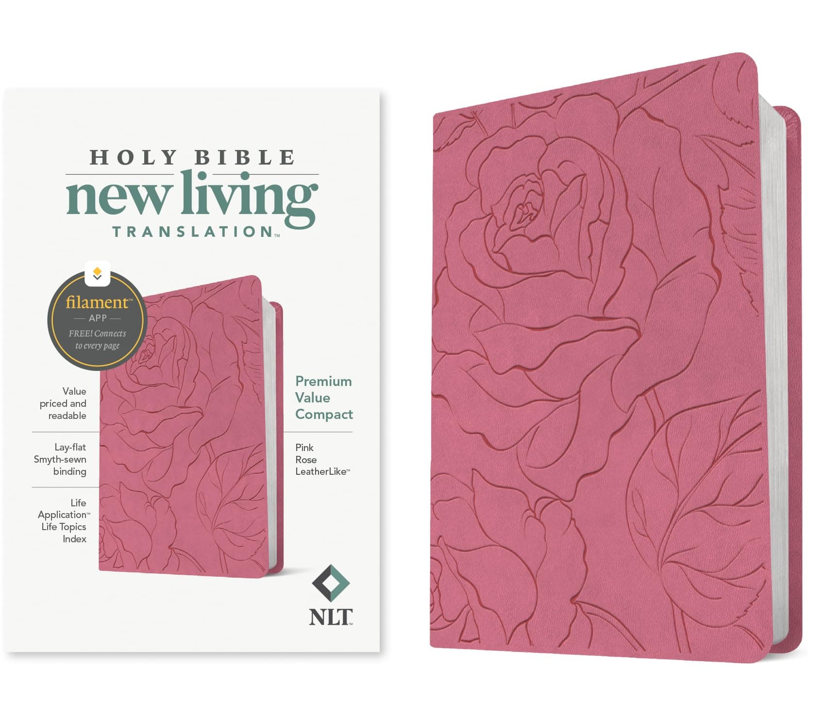 NLT Premium Value Compact Bible, Filament Edition, Pink