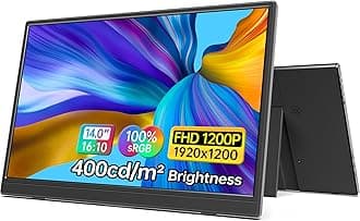 ForHelp 14 Inch Portable Monitor FHD1200P Ultra-Slim for Laptop Monitor, USB-C&HDMI Plug&Play,100% SRGB,Dual Speakers Extender Display. Built-in Stand,for Laptop,PC Phone Xbox PS4/5