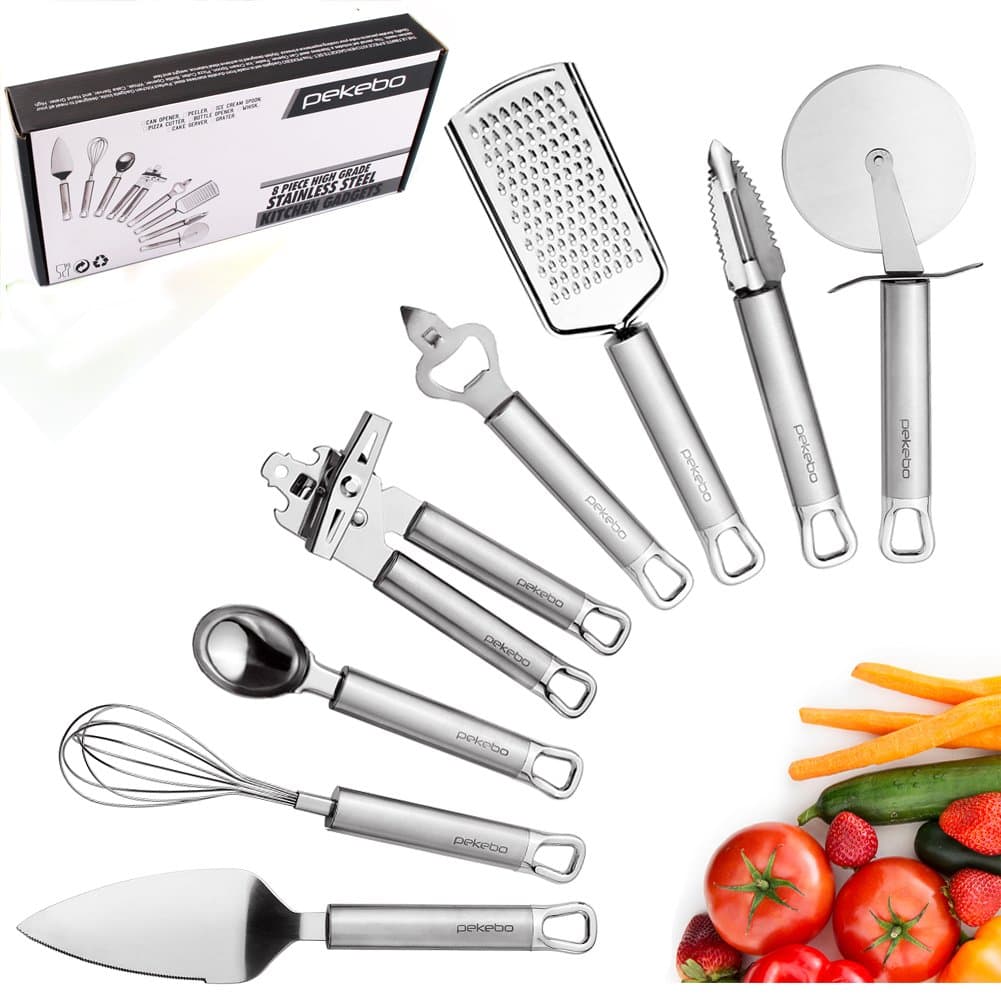 8 Piece High Grade Stainless Steel Kitchen Gadgets Tools Set Unique Thick Strength Most Useful Portable Chef Household Cooking Utensils Mother Day Gift