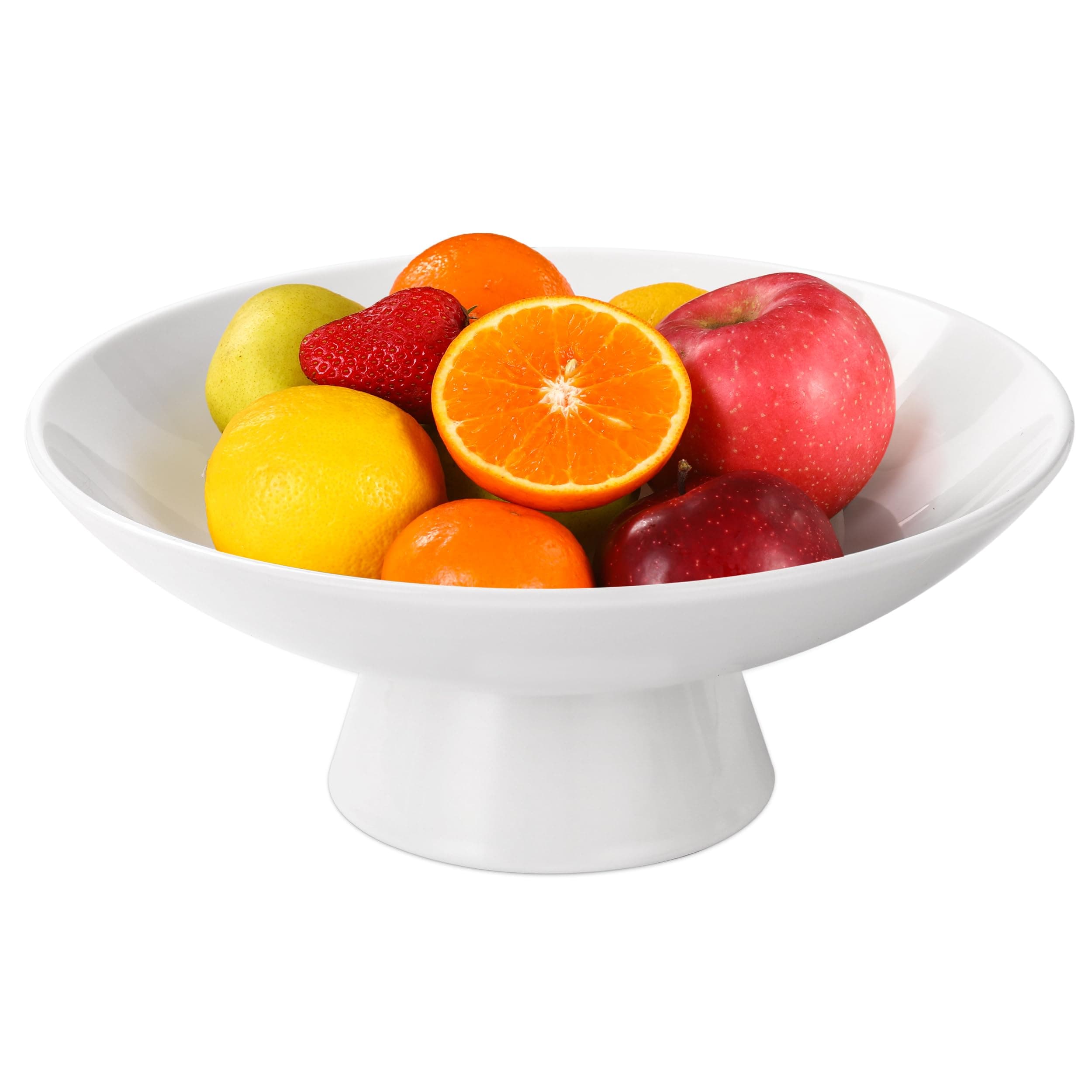 Ceramic Fruit Bowl, 10 Inch White Fruit Bowl For Kitchen Counter,White Pedestal Bowl for Decor,Decorative Fruit Bowl for Kitchen & Home Decor (Ceramic White)
