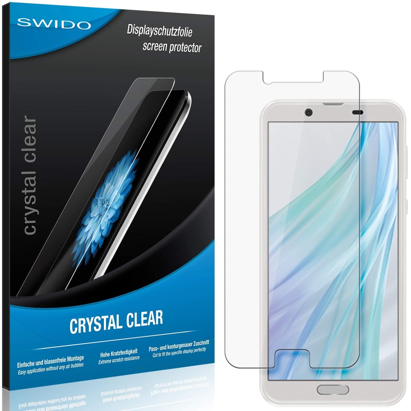 SWIDO Screen Protector for Sharp Aquos Sense 2 [Pack of 2] Crystal Clear, High Hardness, Protection Against Oil, Dust and Scratches/Film, Glass Film, Screen Protector, Tempered Glass Film