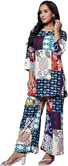 GRECIILOOKSWomen Rayon Blend Ethnic Wear Kurta Co-ord Set (GL-W1705&TR798_Blue_S)