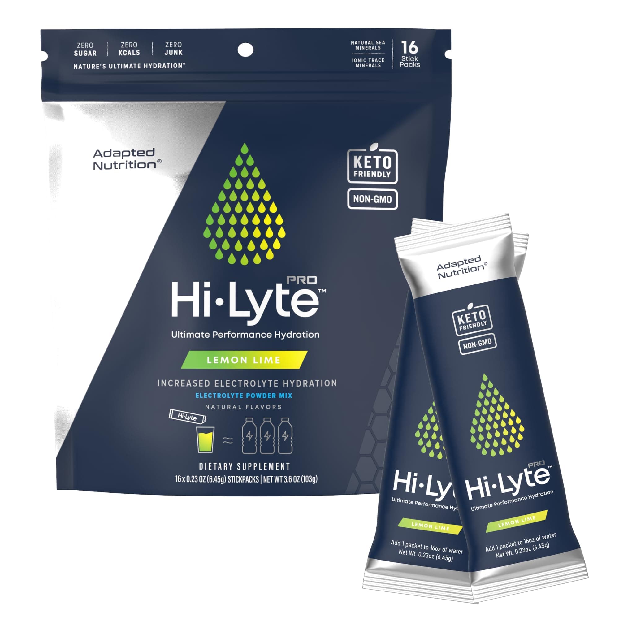 Hi-Lyte Pro Lemon Lime Electrolytes Powder Packets - 16 Individual Drink Packets | Flavored Hydration Packets | Sugar-Free, Zero Carb, Zero Calorie